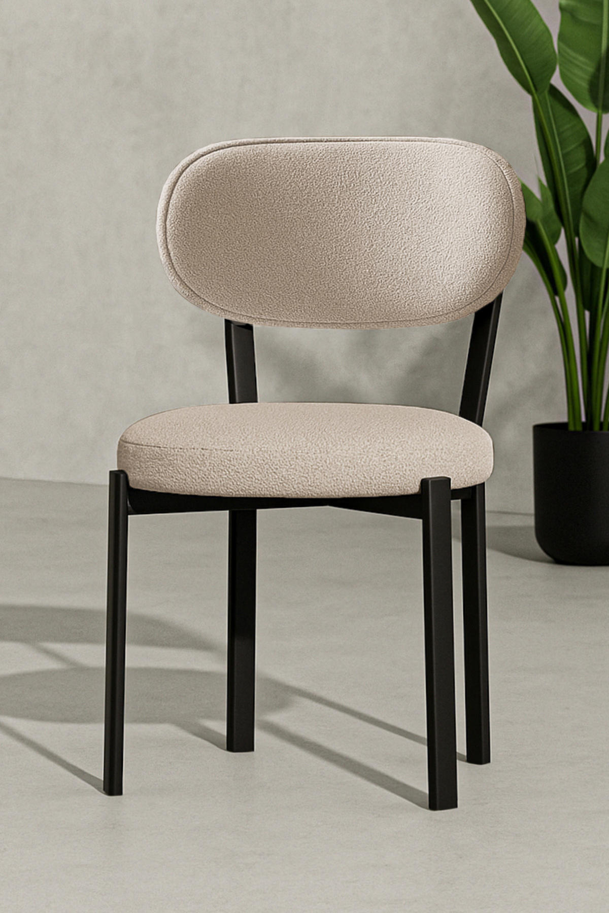 Renlife Vivo Serisi 1 Adet Metal Ayaklı Tedy Kumaş Sandalye (CAPPUCİNO)