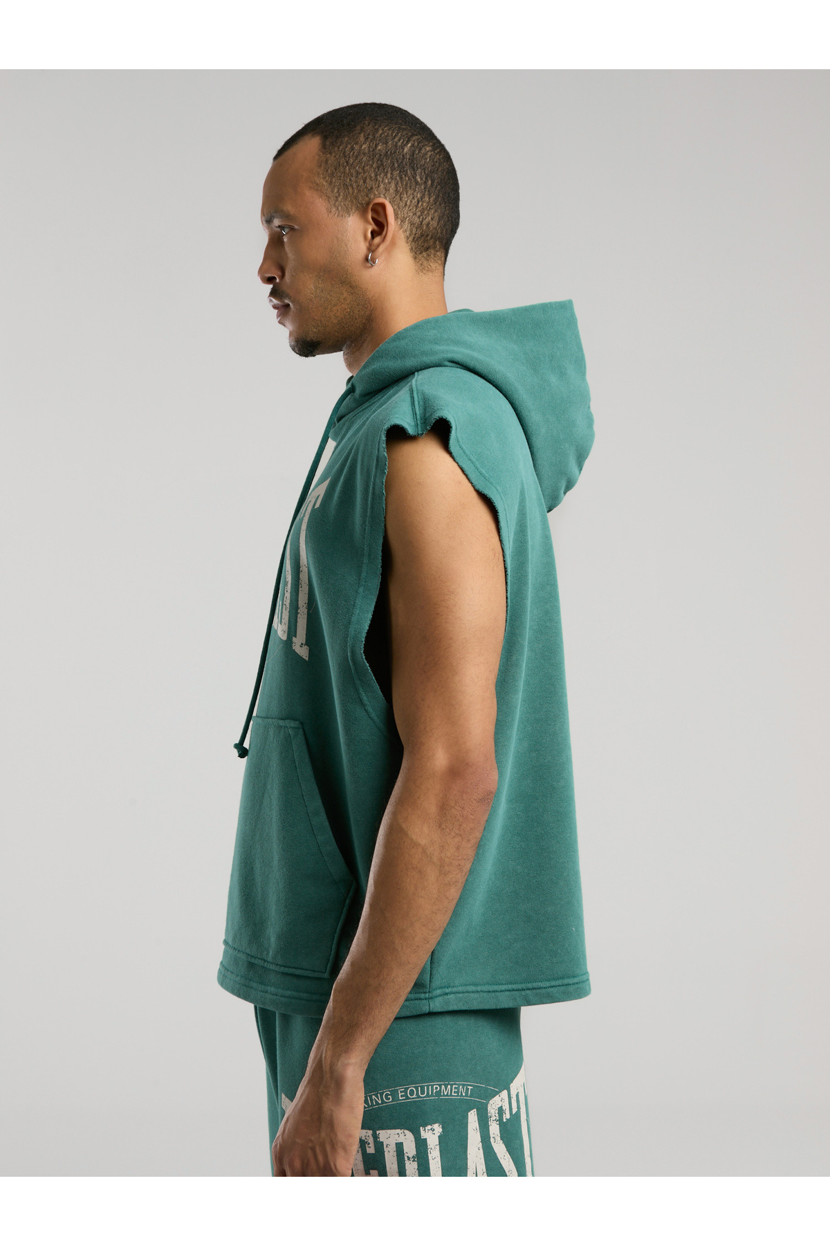 EVERLAST Authentic Boxing Oversize Koyu Yeşil Kolsuz Erkek Sweatshirt görsel 4