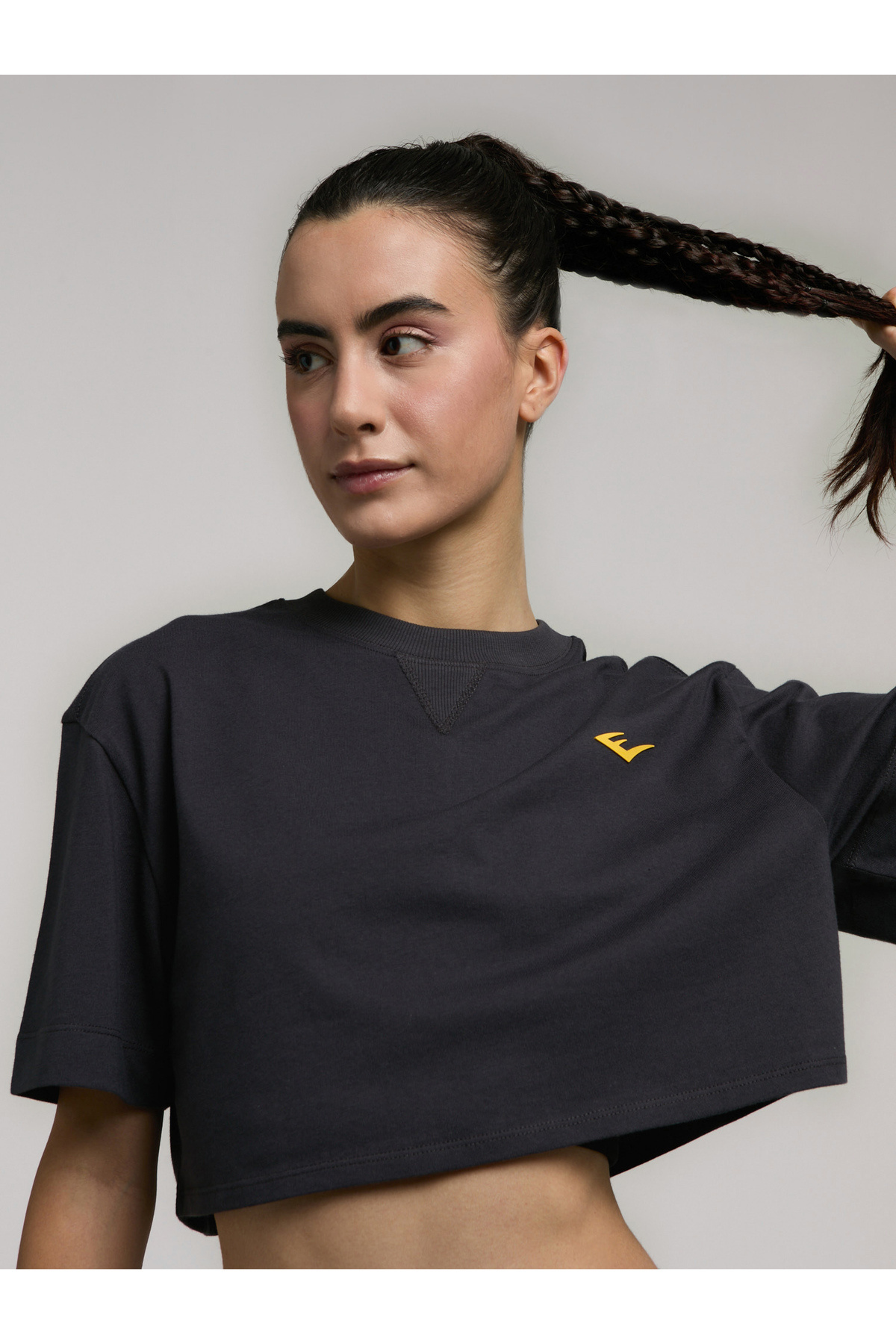 EVERLAST Ever Classics Wmn Comfort Füme Kadın Crop Tişört görsel 3