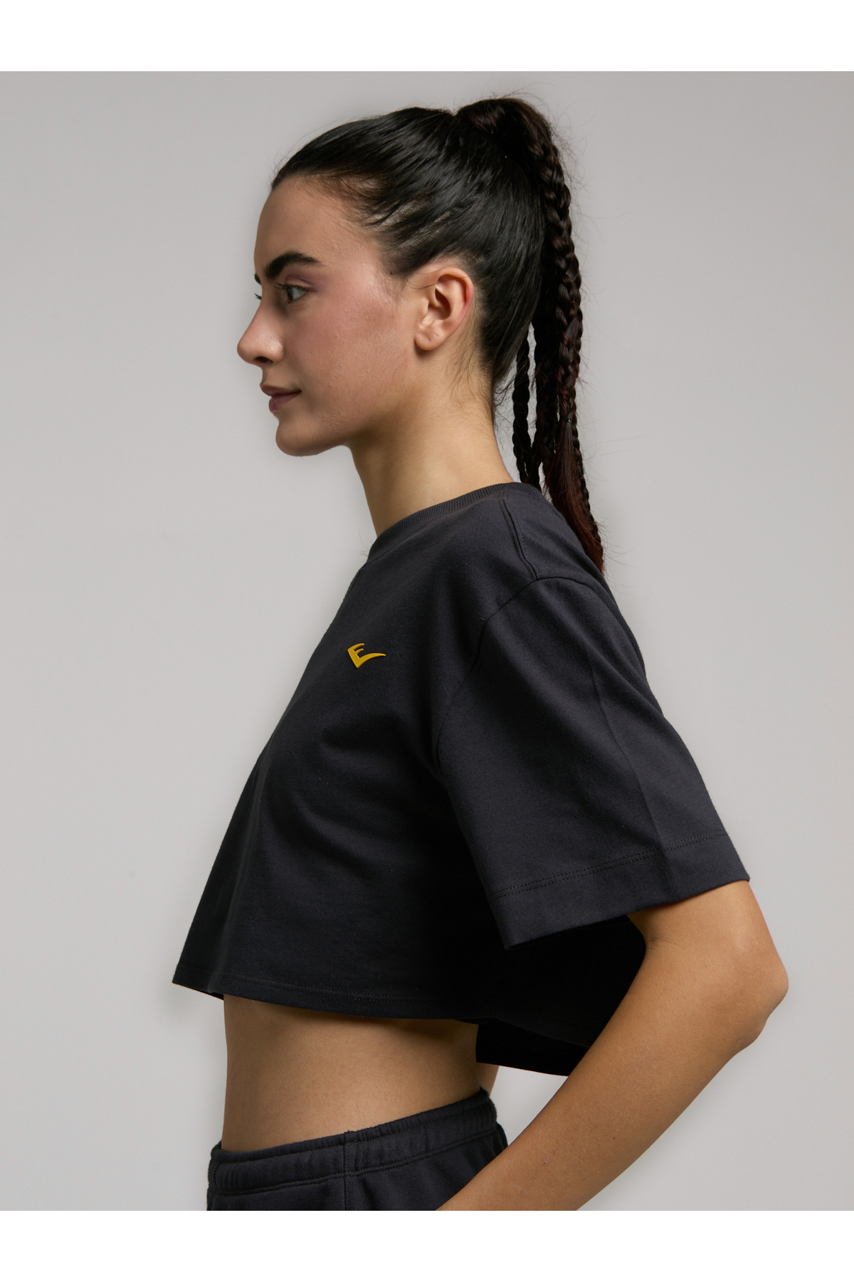 EVERLAST Ever Classics Wmn Comfort Füme Kadın Crop Tişört görsel 6