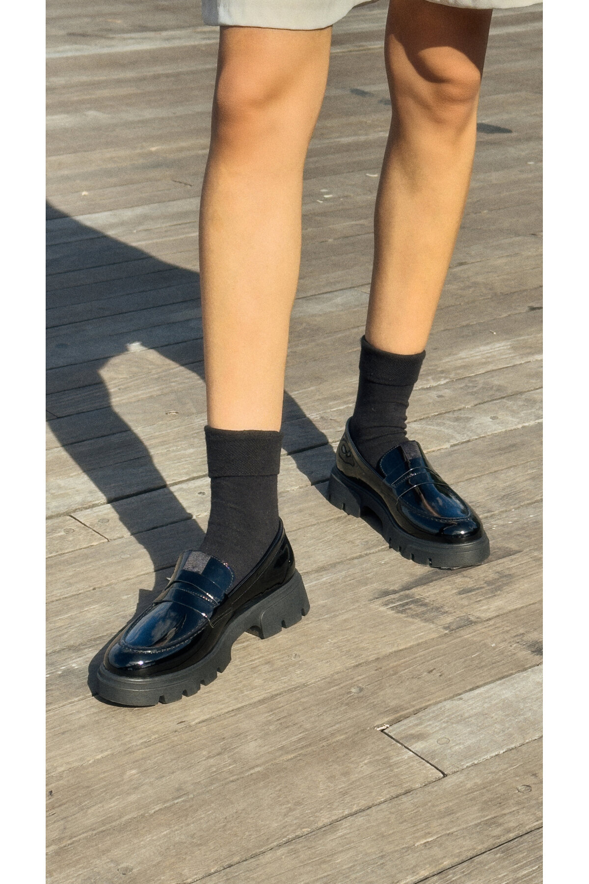 Mio Gusto Casey Siyah Renk Rugan Kalın Tabanlı Kadın Loafer Ayakkabı