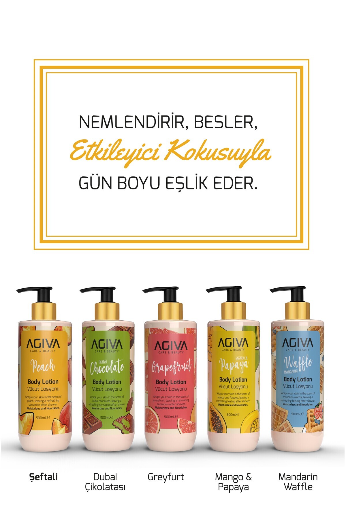 Şeftali Agiva Care & Beauty Yoğun Nemlendirici ve Besleyici Vücut Losyonu 500 ml — 001-AGK-060 — تصویر 4 از 5
