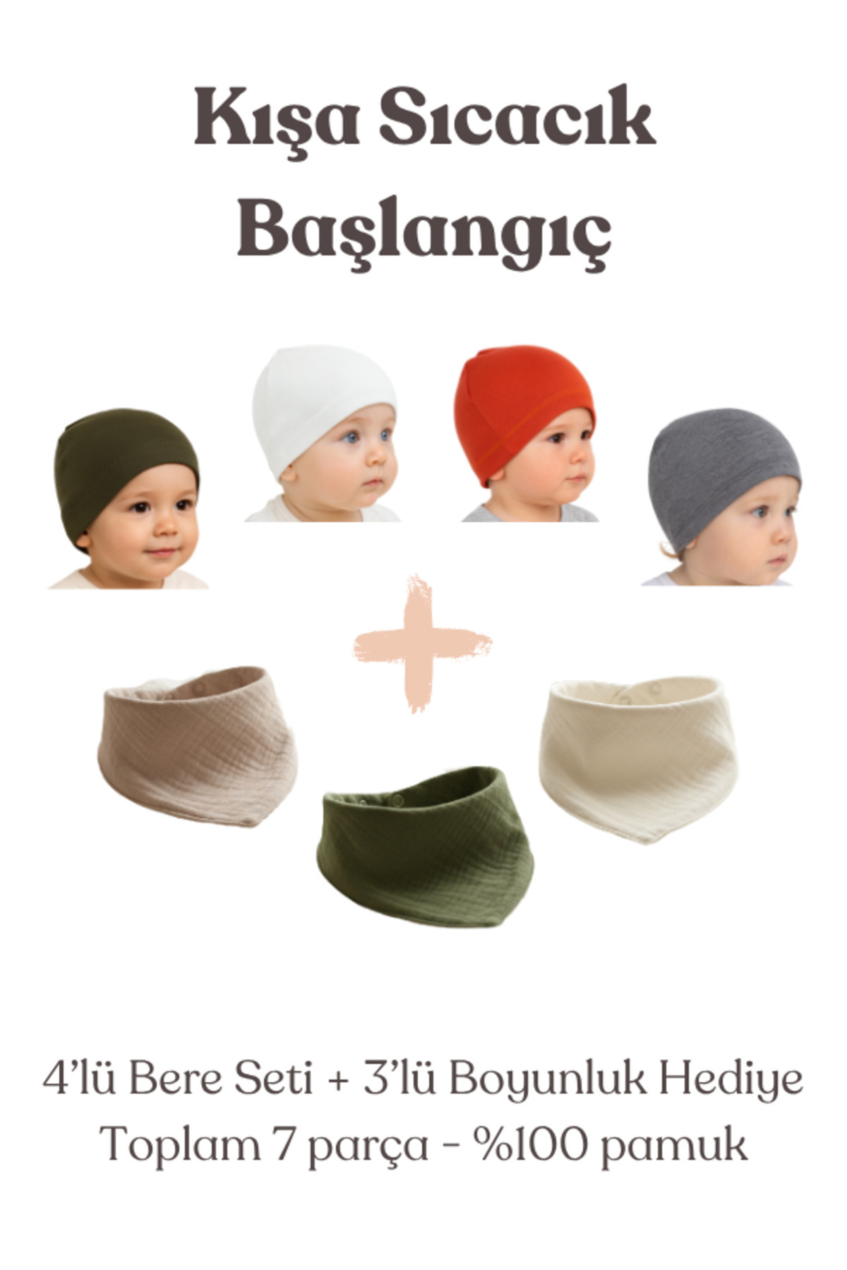 viego 4'lü Set Bebek & Çocuk Pamuk Bere Yumuşak ve Pamuklu fotoğrafı 2 (önizleme)