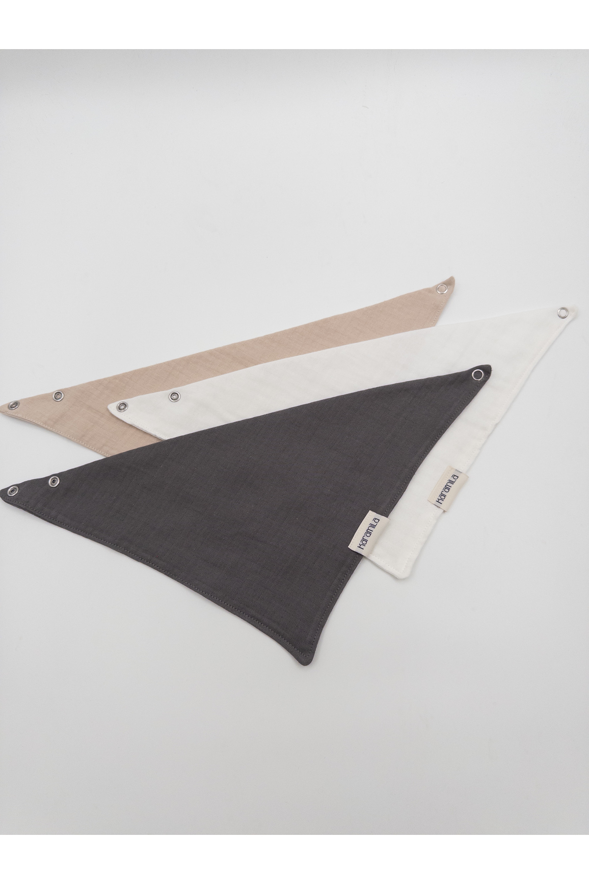 KARAMİLA 3 Adet  ÇİFT KATLI Organik Müslin Kumaş  Bebek Fular / Salya Önlüğü / Bebek Önlük %100  PAMUK fotoğrafı 3 (önizleme)