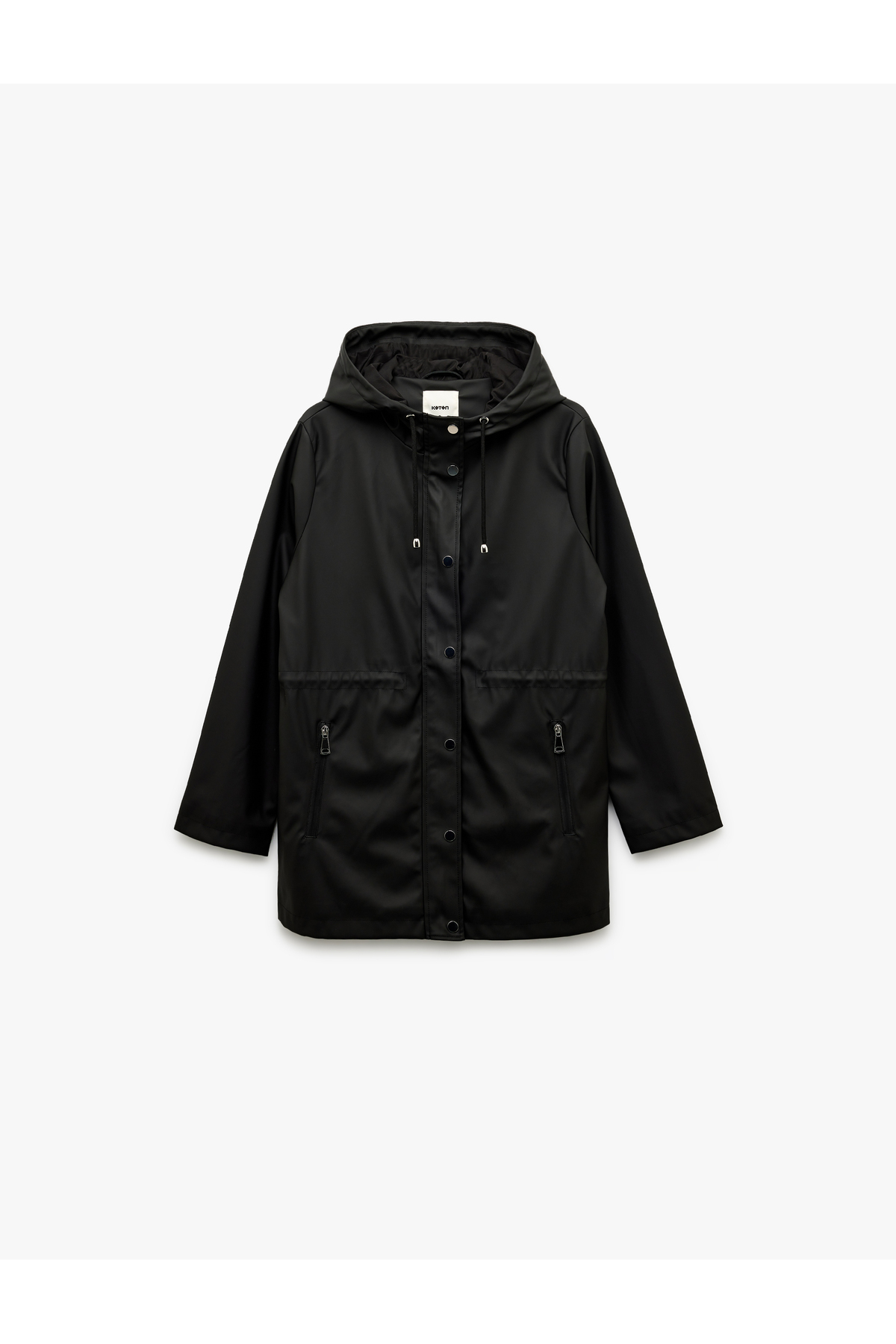 Koton  Cepli Beli Bağlamalı Uzun Kollu Fermuarlı Kapüşonlu Yağmurluk - Görsel 3