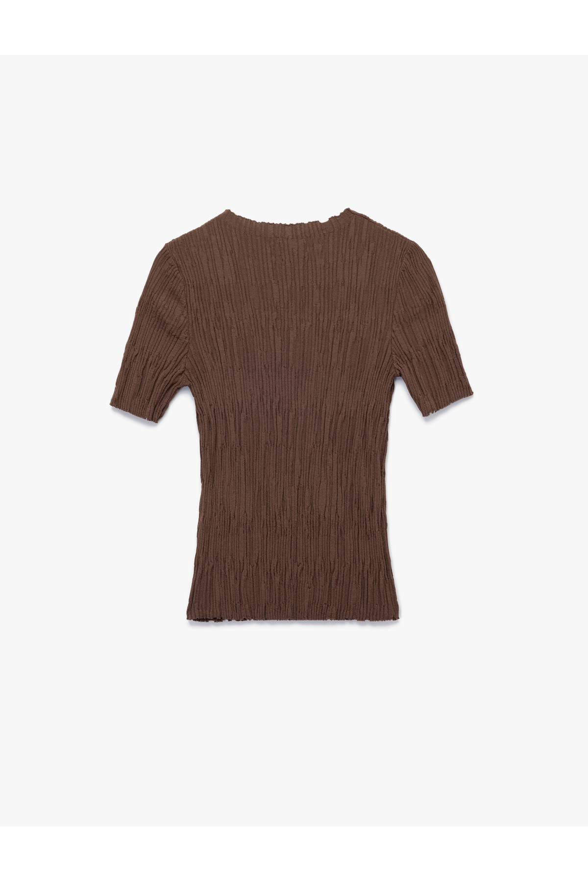 Koton  Kısa Kollu Bisiklet Yaka Büzgülü Dokulu Triko Kazak - Görsel 5