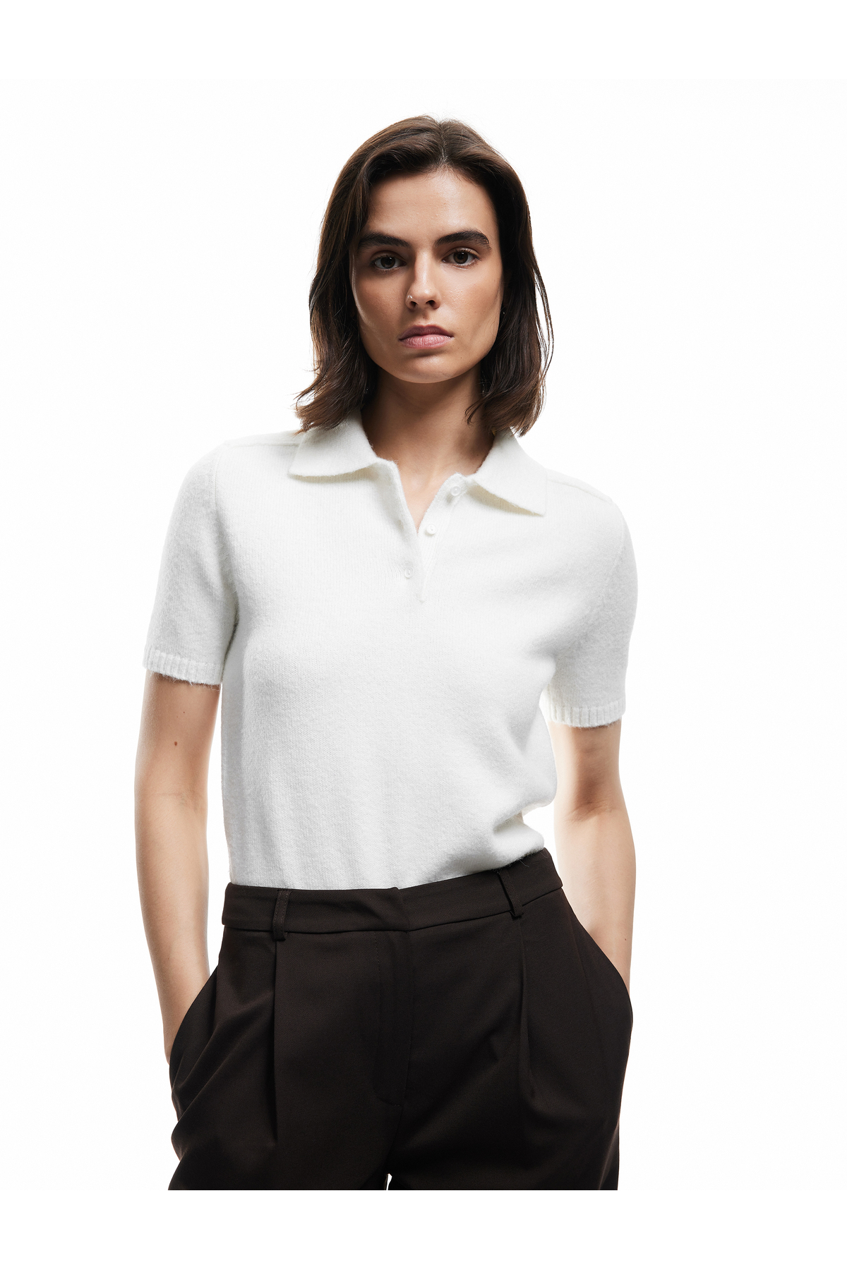 Koton  Kısa Kollu Düğmeli Polo Yaka Triko Kazak