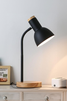 Ecuy USB LED Masa Lambası siyah Ahşap Tabanlı Modern Dekoratif, Şık Esnek Boy...