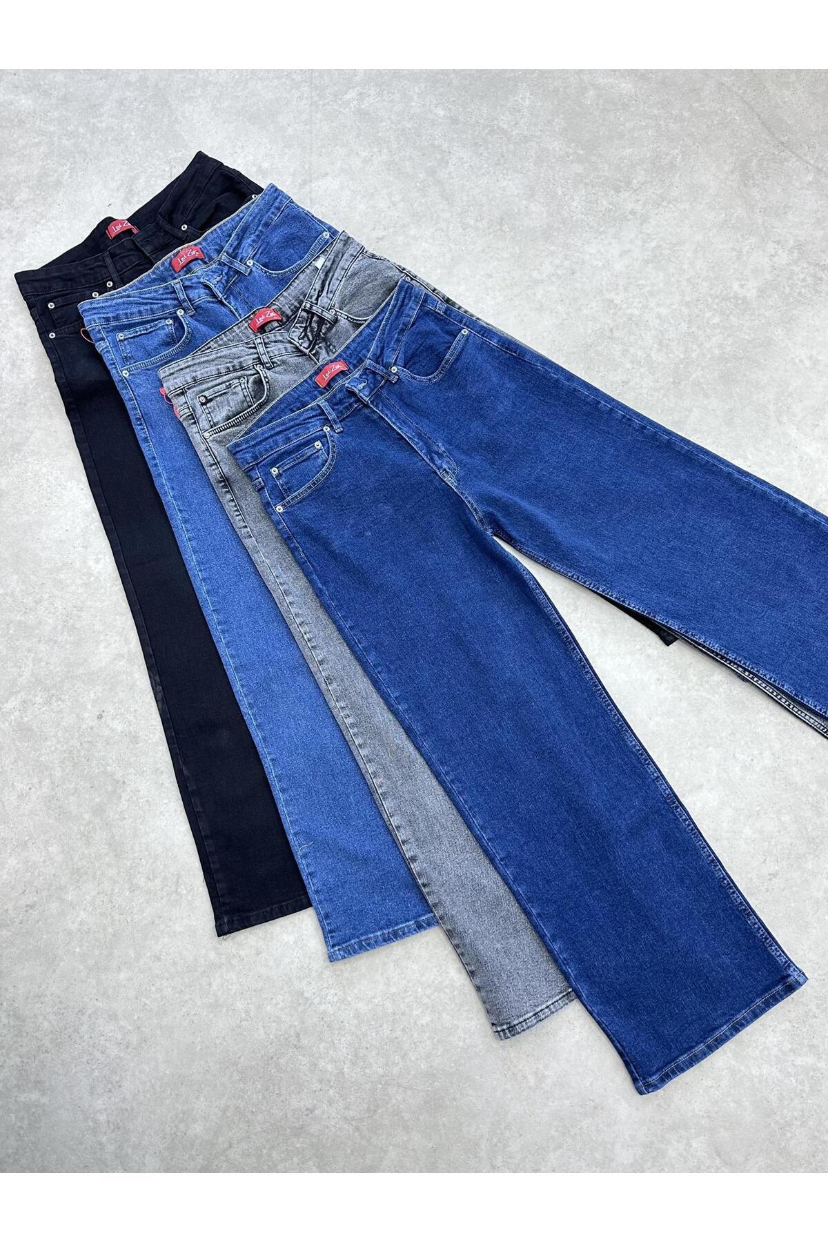 CHUL  KADIN ANTRASİT BOL PAÇA KOT PANTOLON - JEAN - GENİŞ BEDEN ARALIĞI - Görsel 6