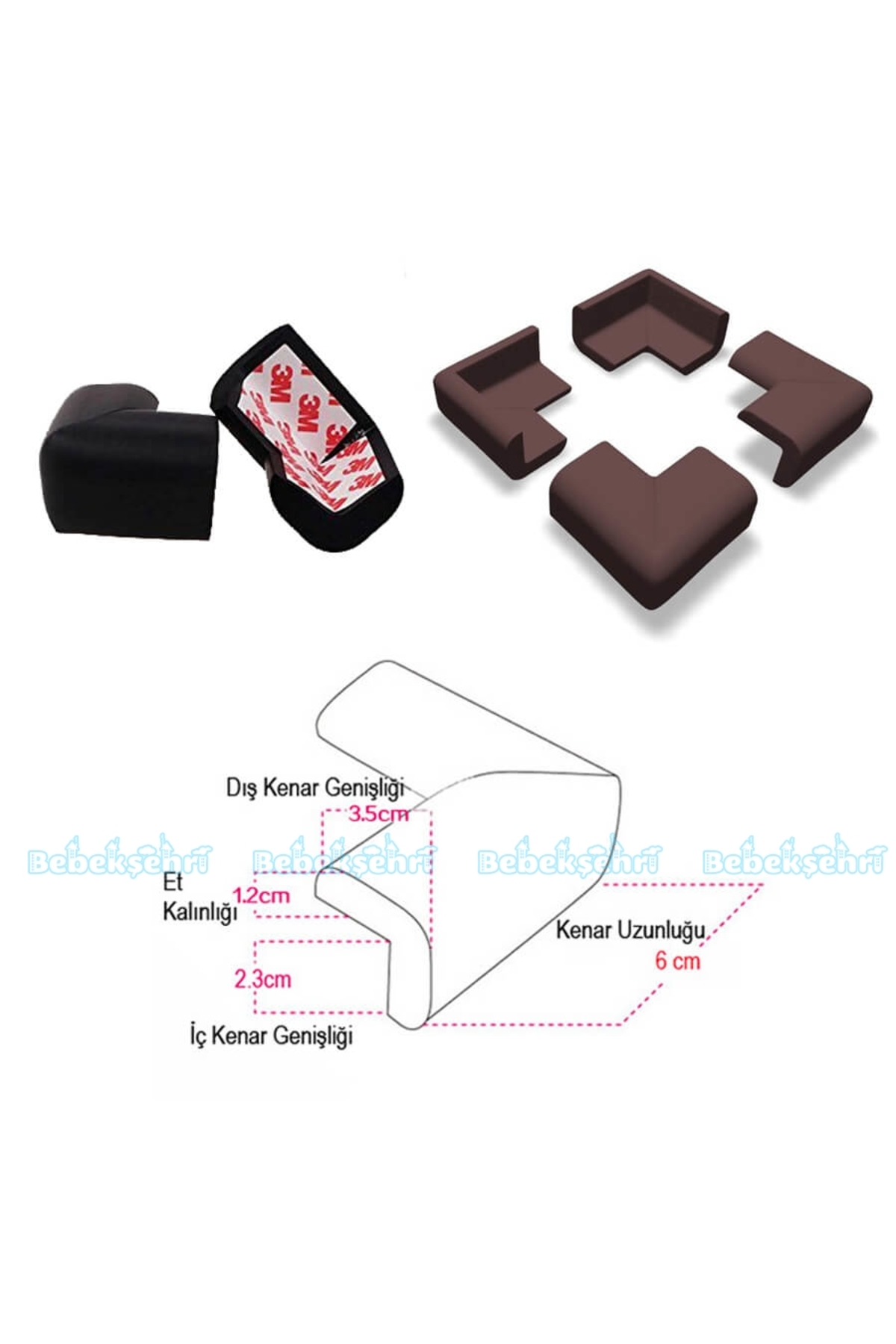 Evokids Kauçuk Köşe Koruyucu 4lü (Kahve) fotoğrafı 3 (önizleme)