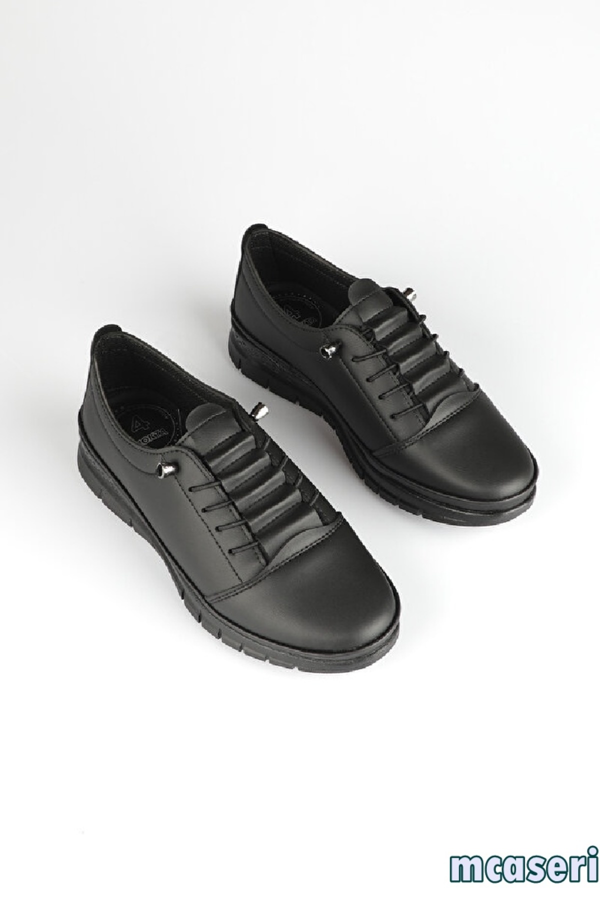 Orthobetic Thick Sole Faux Leather Women's Four-Season Casual Classic Flat Shoes with Rubber Laces