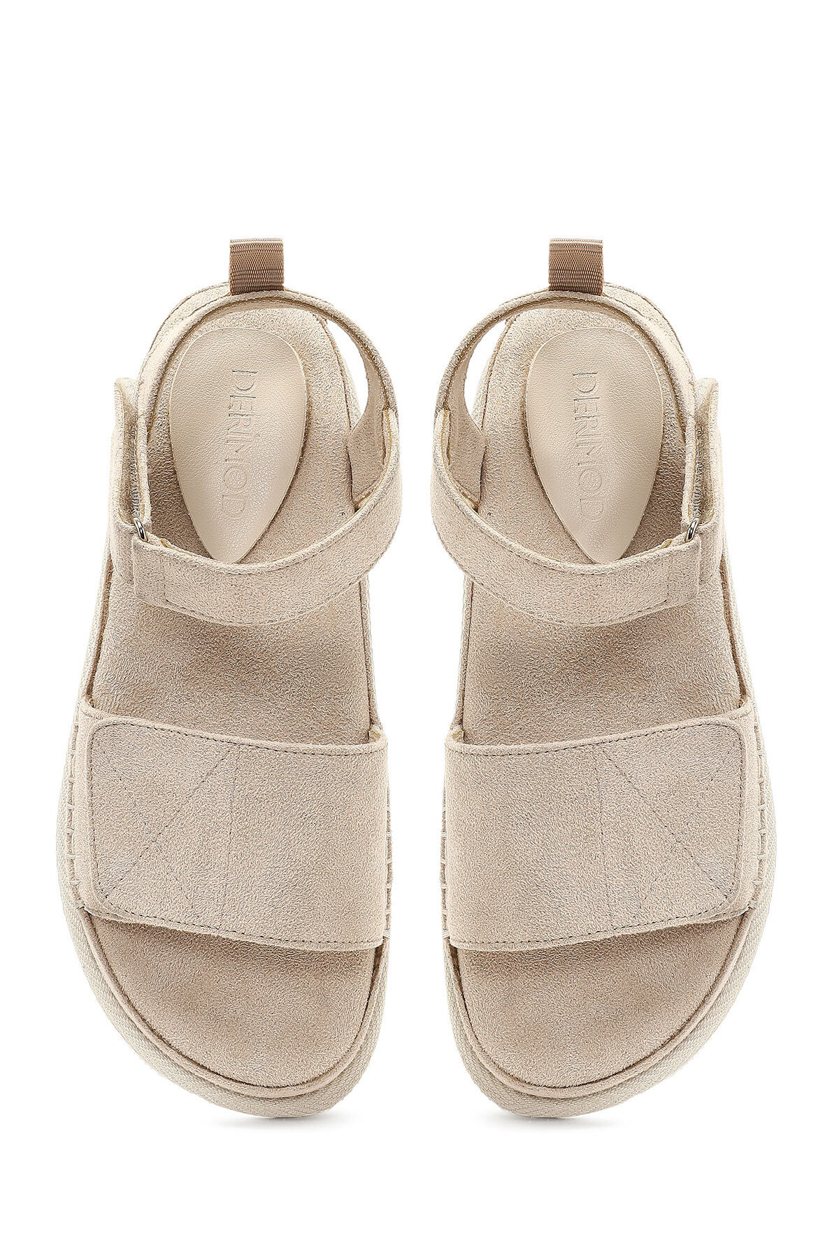 Derimod  Kadın Bej Kalın Tabanlı Süet Sandalet 25SFE145110 - Görsel 7