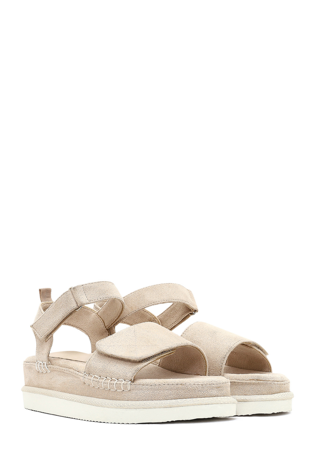 Derimod  Kadın Bej Kalın Tabanlı Süet Sandalet 25SFE145110 - Görsel 3