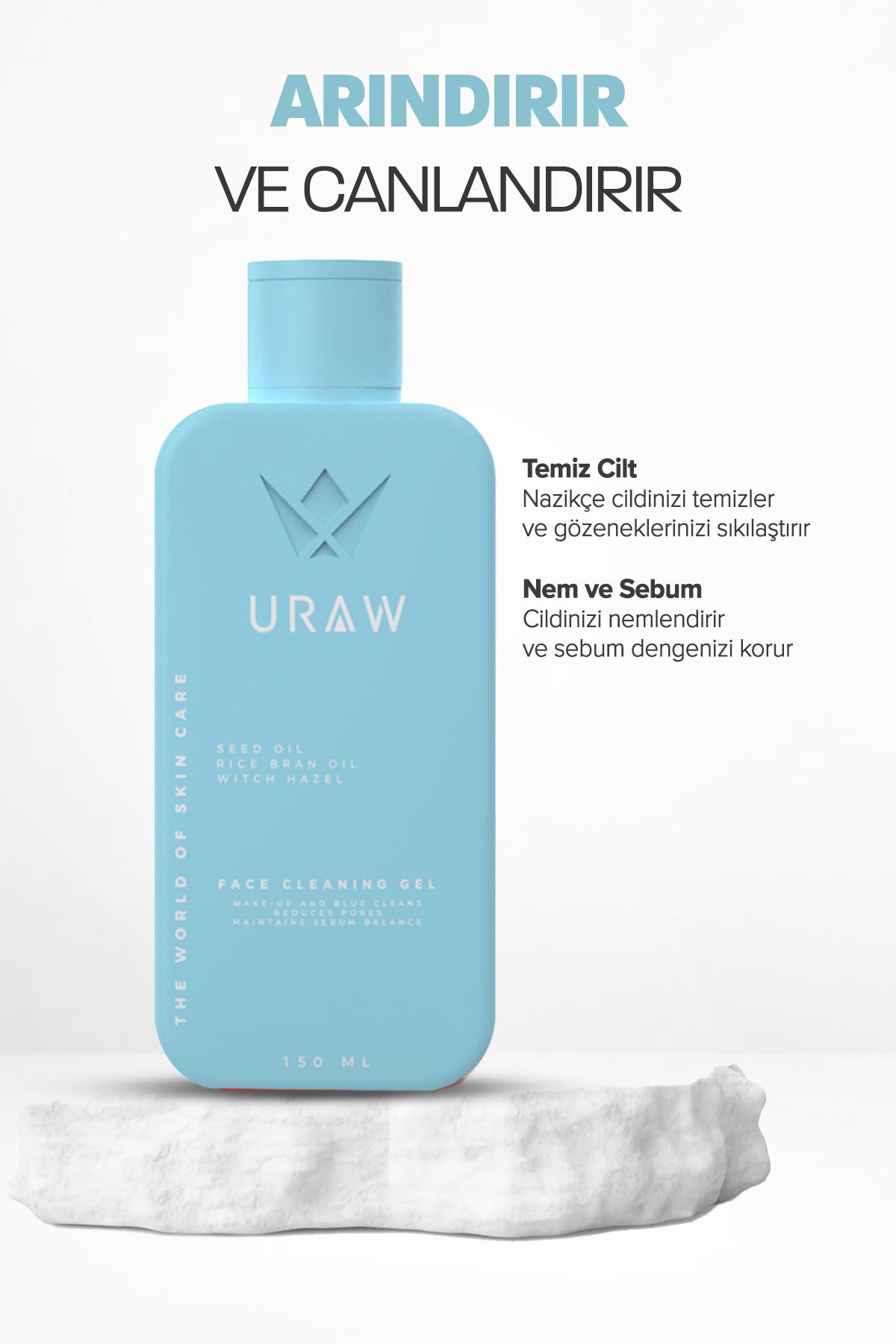 Yüz Temizleme Jeli | Makyaj Temizleme ve Derinlemesine Nemlendirici Etkili 250 ml — URW21 — تصویر 3 از 5