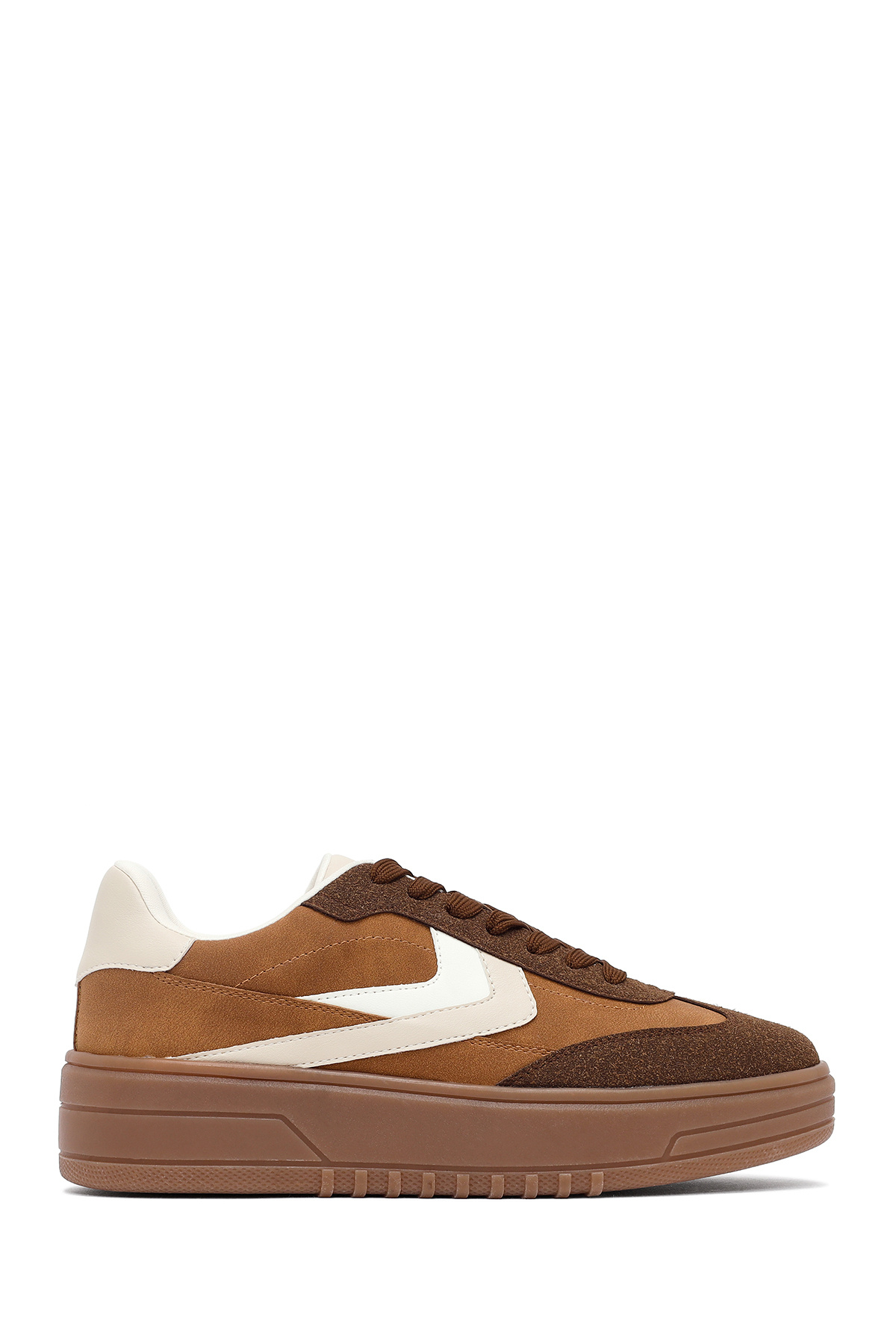 Resim Derimod Kadın Camel Bağcıklı Kalın Tabanlı Sneaker, Kışlık Spor Ayakkabı 25AFD431018 