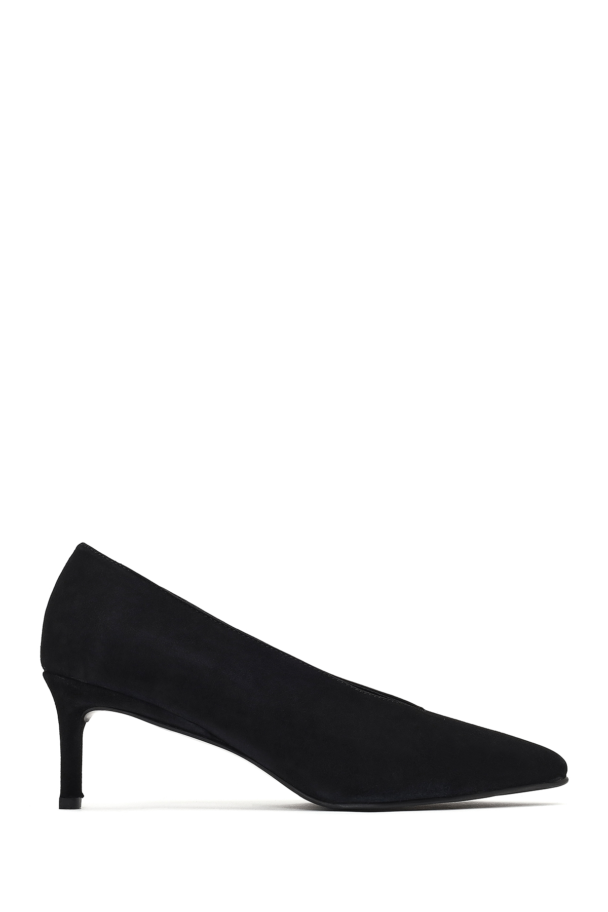 کفش پاشنه بلند زنانه مشکی پاشنه کوتاه و نازک جیر چرم، لژدار، 25AFD184910 Derimod