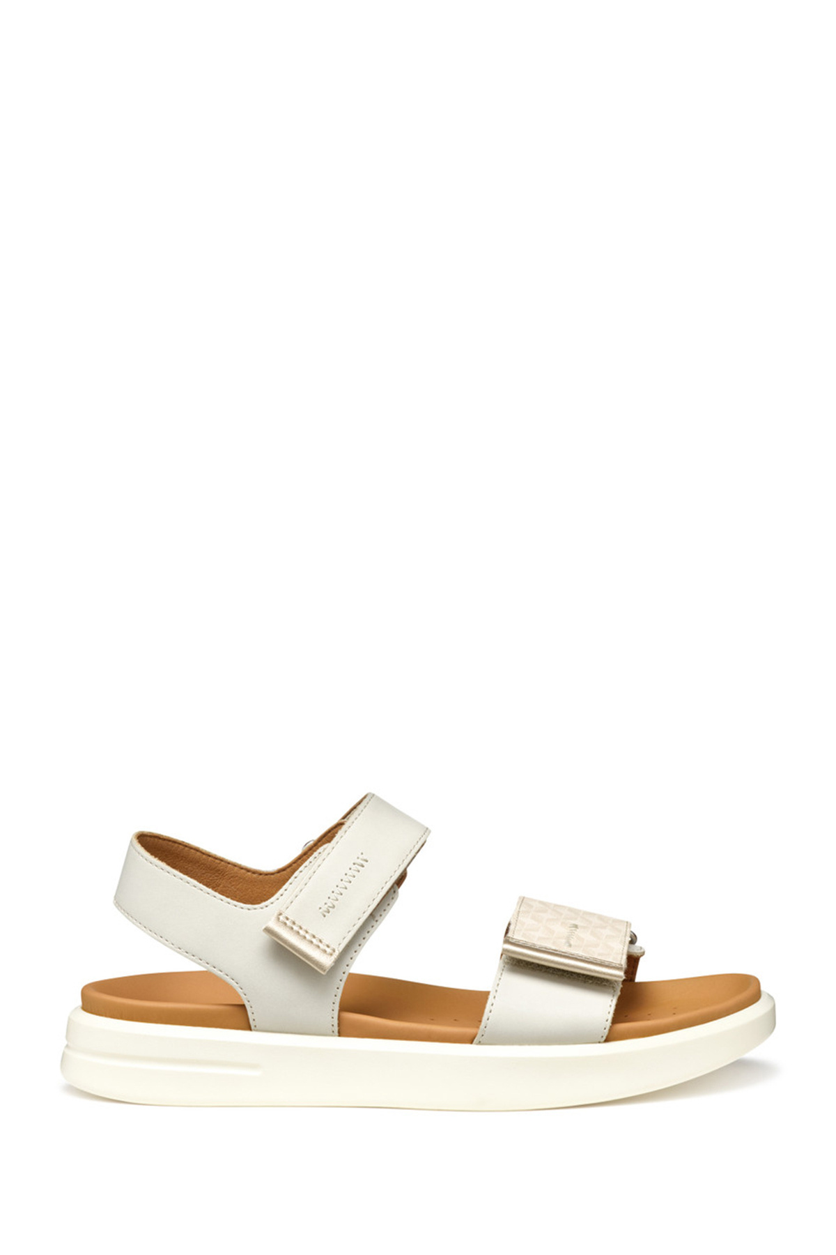 جئوکس صندل زنانه کرم رنگ D Xand 2S E - Smo. Lea + صندل چرم اصل بنددار D45PAE04304C5322