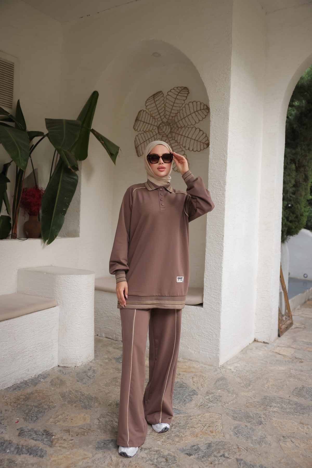 MİMİ Luxury Wear Women's Tracksuit Set Double Set Oversize Polo Neck