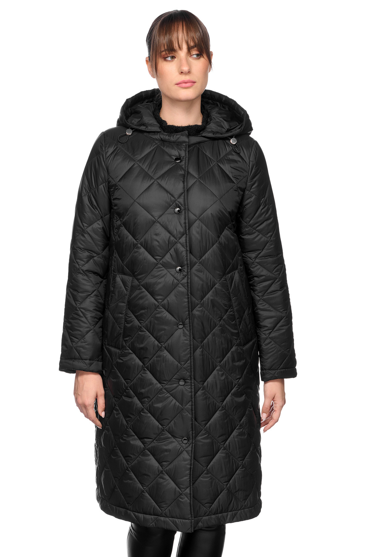 جئوکس پالتو زنانه کلاه‌دار مشکی Xhup، مدل Amabel، کد W4620BT3132F9000