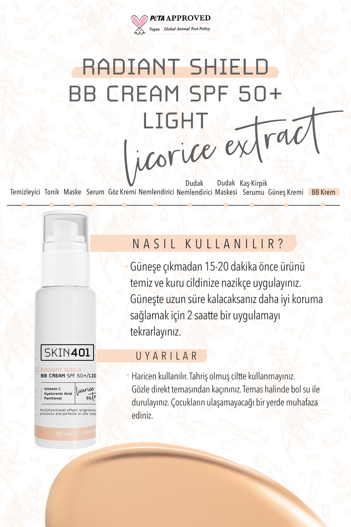 کرم بی بی روشن کننده SPF 50+، 50 میلی لیتر - سایه روشن، ضد آفتاب رنگی و یکنواخت کننده رنگ پوست — بژ TYC8421E0858D99B10383BA00 — تصویر 4 از 7