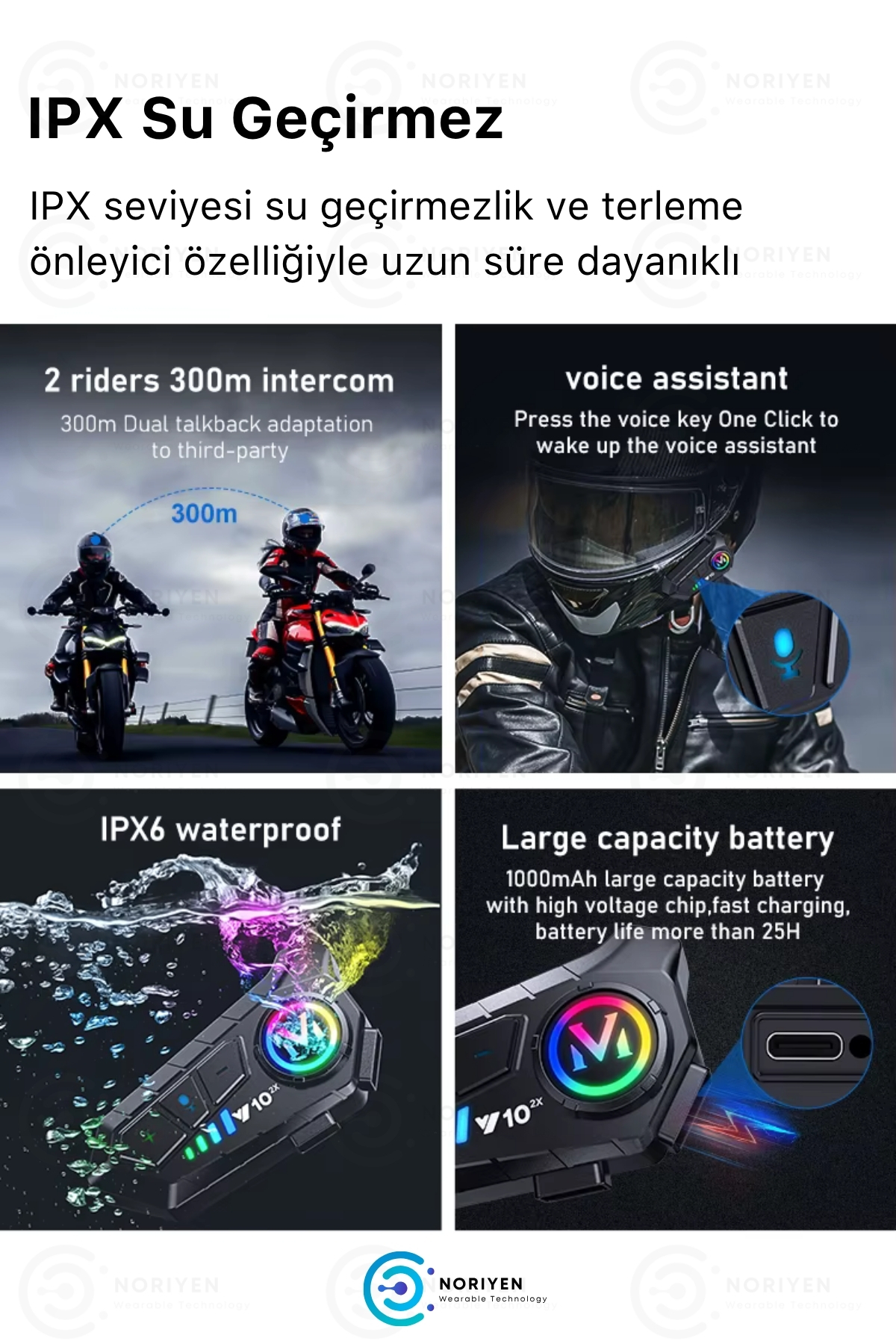 Yeni Nesil Motosiklet Kask Y10 2X Interkom Mikrofonlu Gürültü Engelleyici Bluetooth Kulaklık