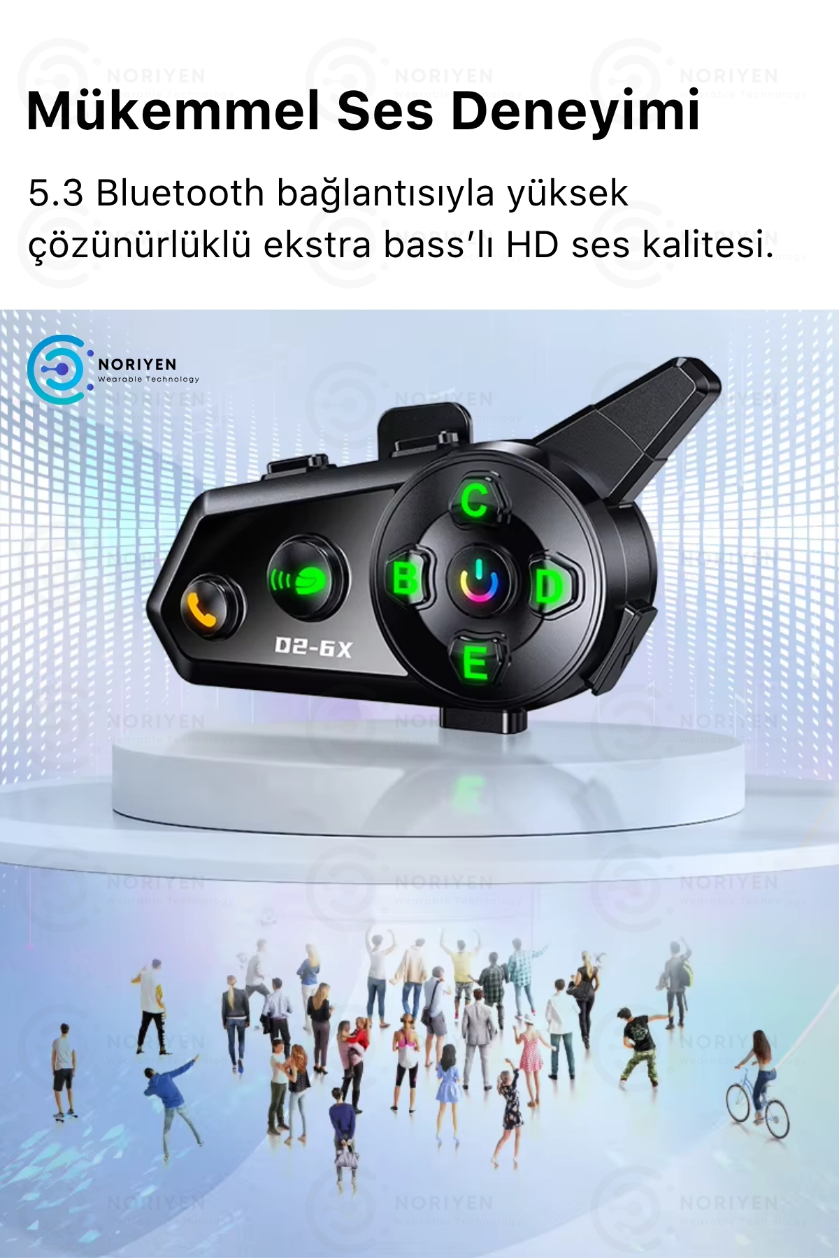 Yeni Nesil Motosiklet Kask D2-6X 6 Bağl. Interkom Mikrofonlu Gürültü Engelleyici Bluetooth Kulaklık