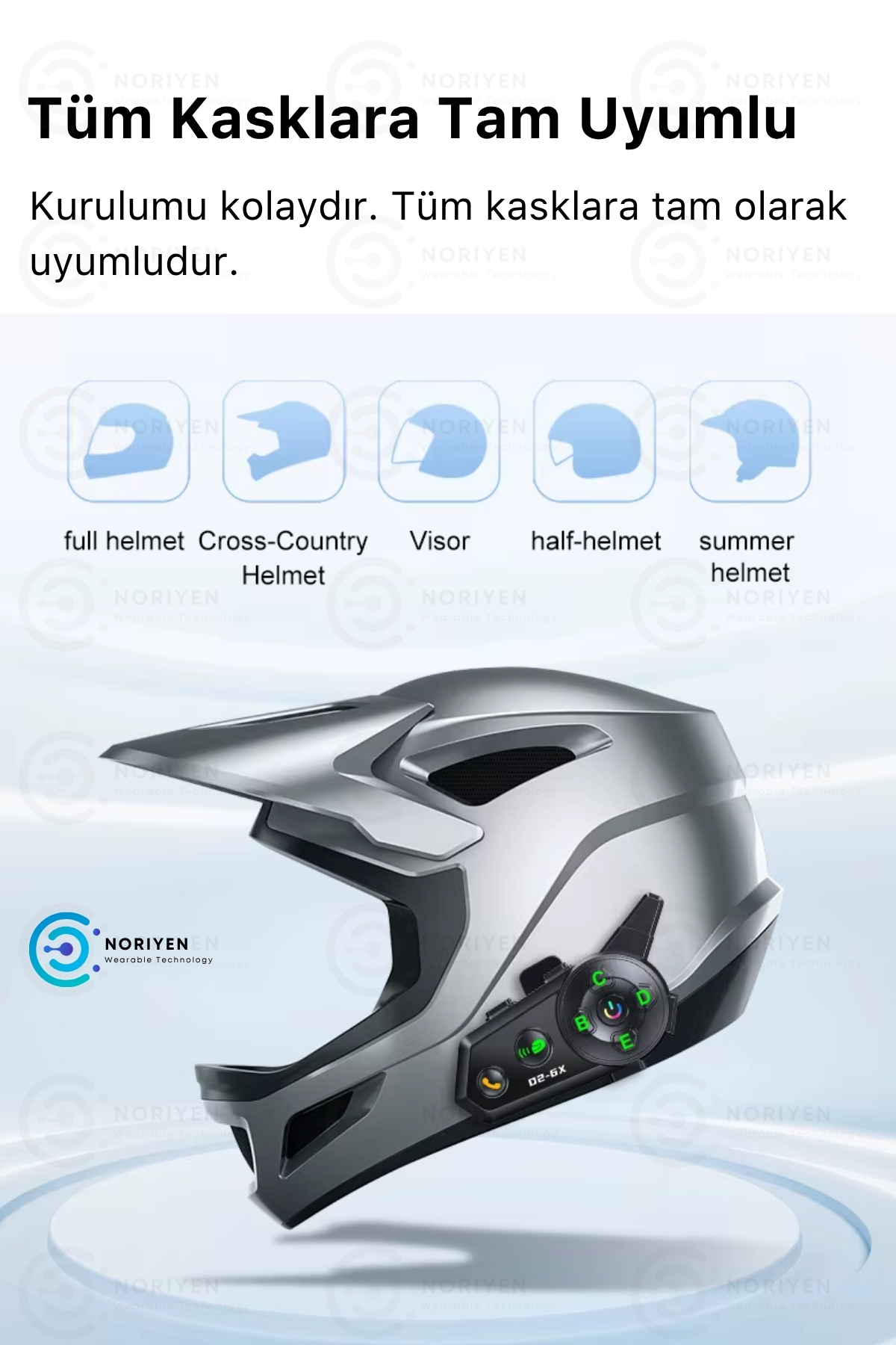 Yeni Nesil Motosiklet Kask D2-6X 6 Bağl. Interkom Mikrofonlu Gürültü Engelleyici Bluetooth Kulaklık