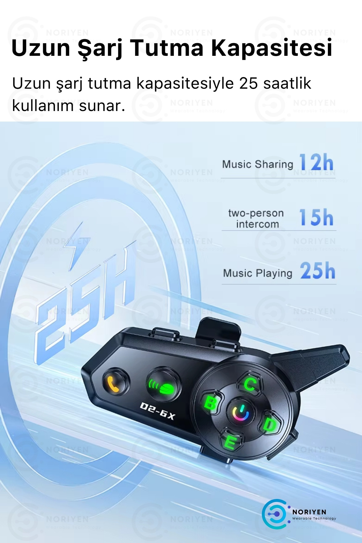 Yeni Nesil Motosiklet Kask D2-6X 6 Bağl. Interkom Mikrofonlu Gürültü Engelleyici Bluetooth Kulaklık