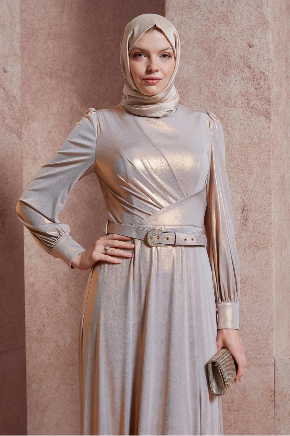 آلوینا لباس شب راه راه با کمربند ۵۰۴۱۷ آلوینا لباس شب راه راه با کمربند ۵۰۴۱۷