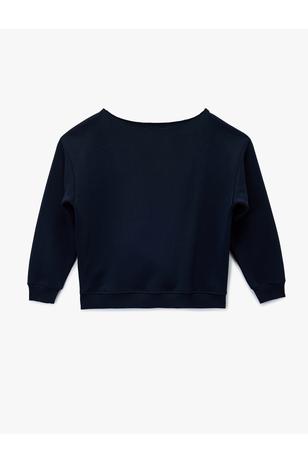 سویشرت اورسایز یقه قایقی کوتون با گلدوزی و جیب کانگورویی و آستر شاردون‌دار