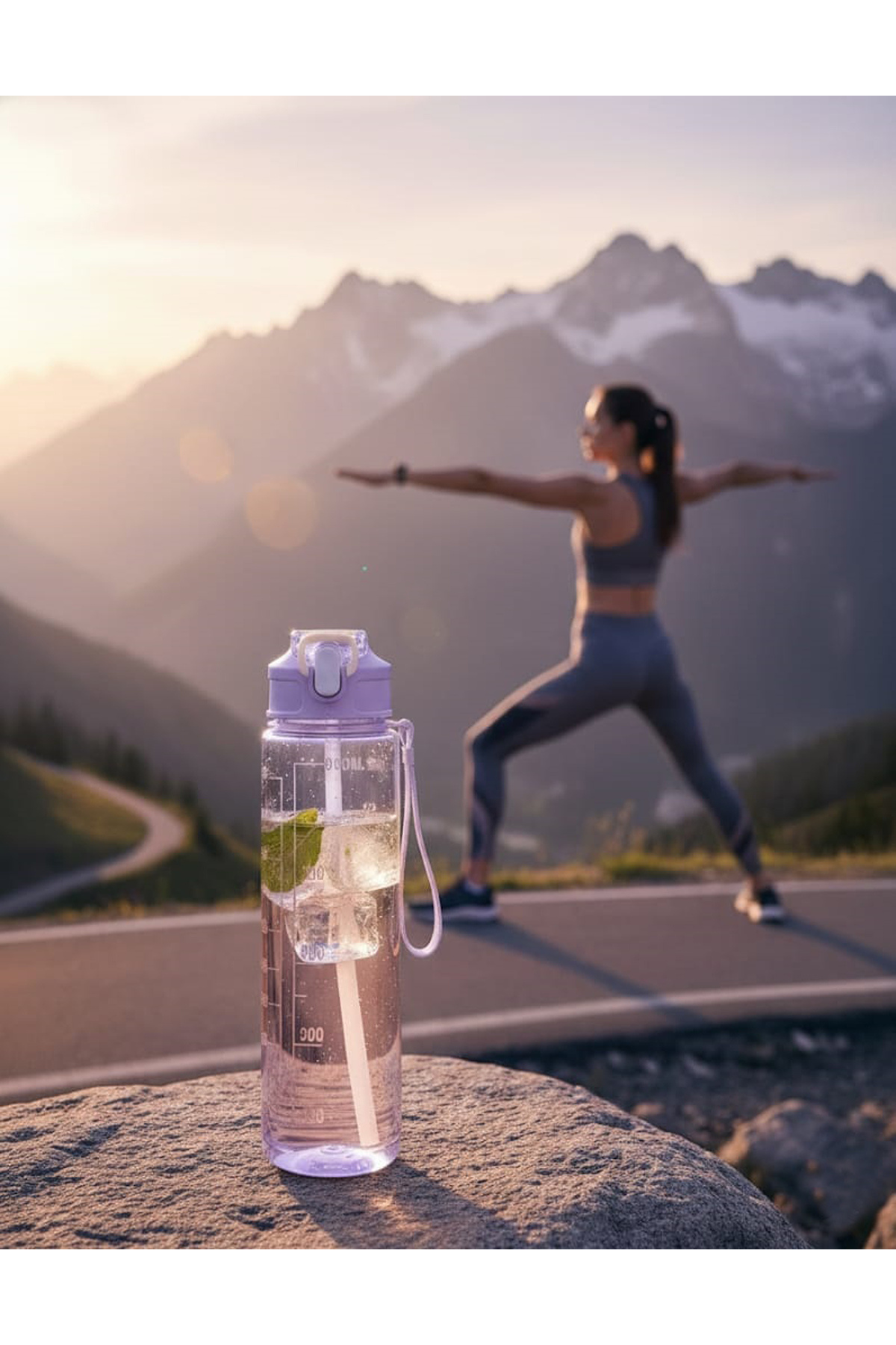 Saban Mor, Şeffaf Pipetli Matara – 900 ml, Sızdırmaz Kapaklı Suluk