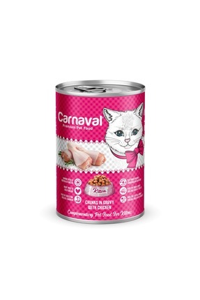 Carnaval Kaliteli Yaş Mama 48 Adet Yavru Kedi Konservesi - Tavuklu 400 gr
