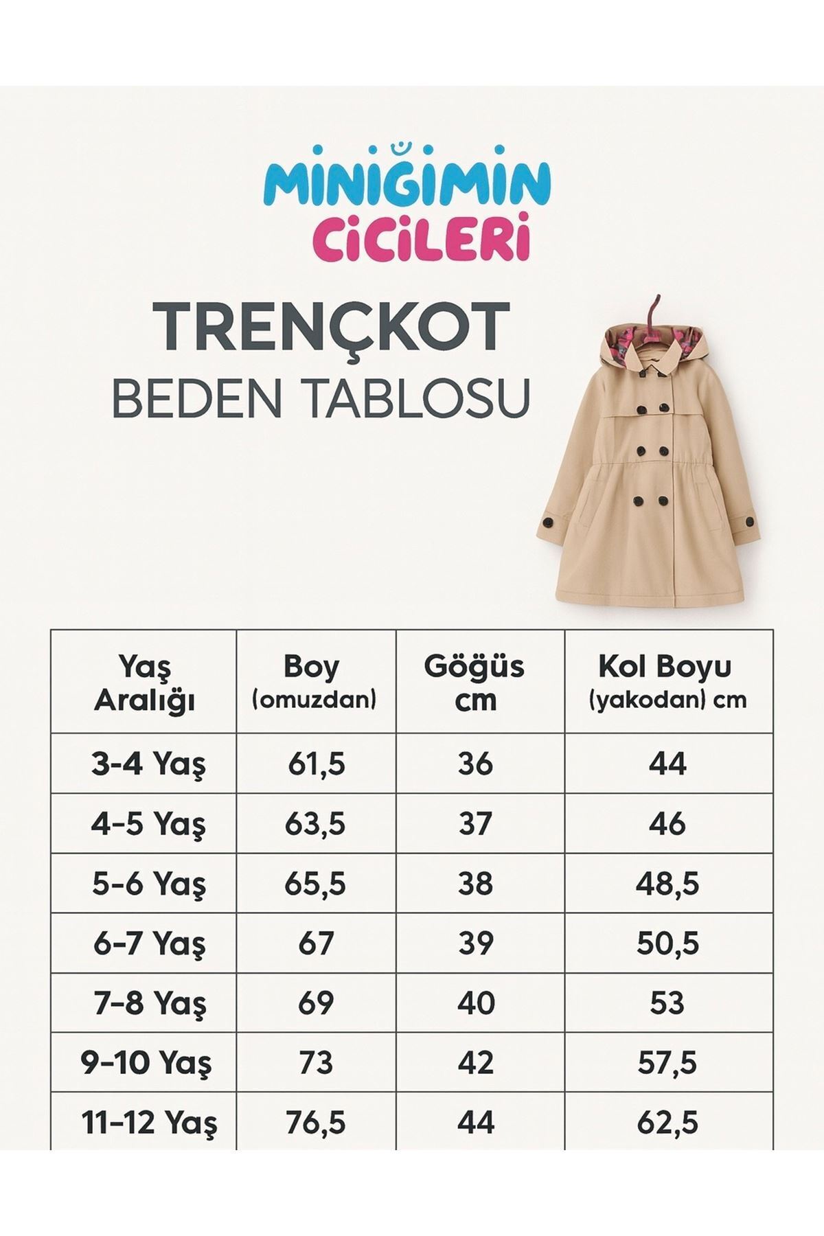 Minigimin Cicileri Miniğimin Cicileri Astarlı Kapüşonlu Kız Çocuk Bondip Trenç - Camel fotoğrafı 4 (önizleme)