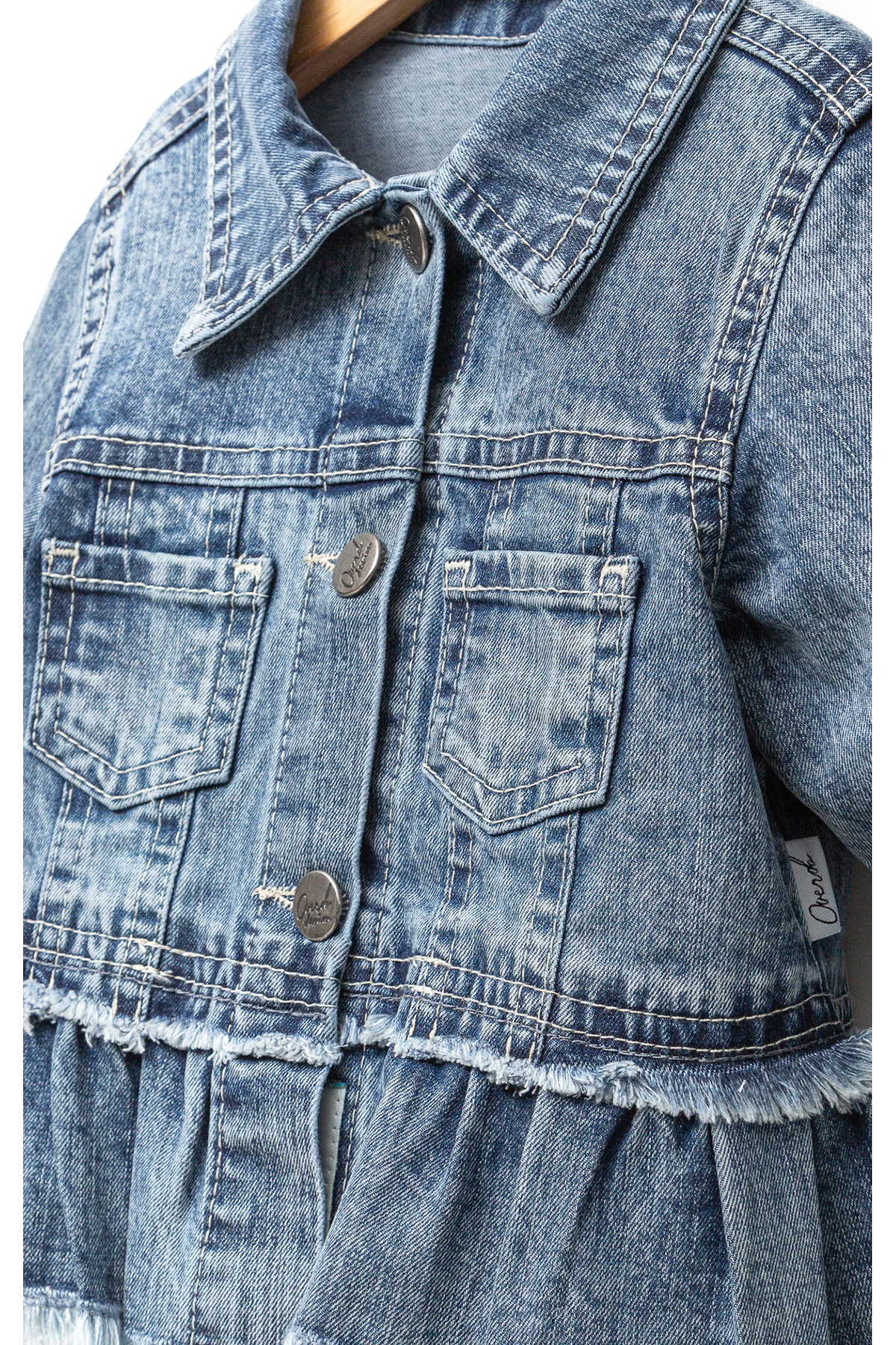 Overdo Kız Çocuk 1-4 Yaş Sırt Detaylı Mavi Kot Ceket fotoğrafı 6 (önizleme)