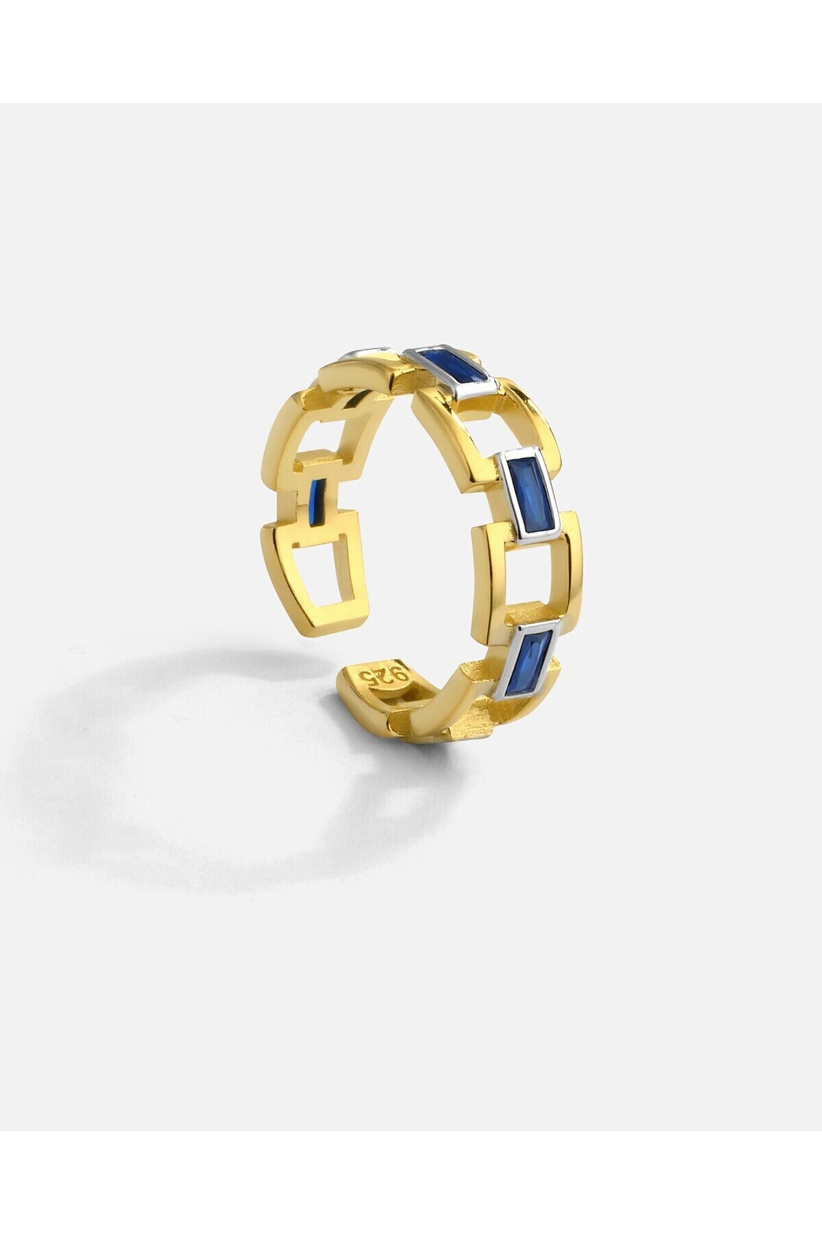 MEKS JEWELS Lacivert Baget Taşlı Gümüş Yüzük