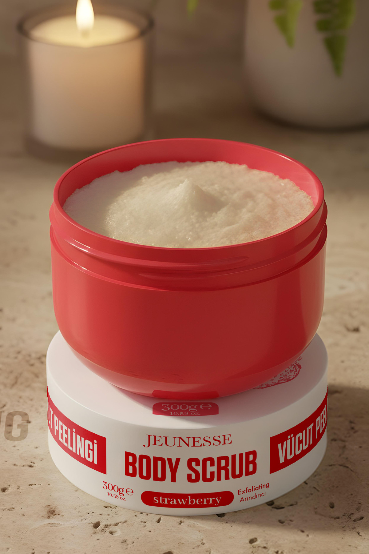 Body Scrub Arındırıcı Nemlendirici Çilekli Vücut Peelingi 300gr — CBS01 — تصویر 4 از 7