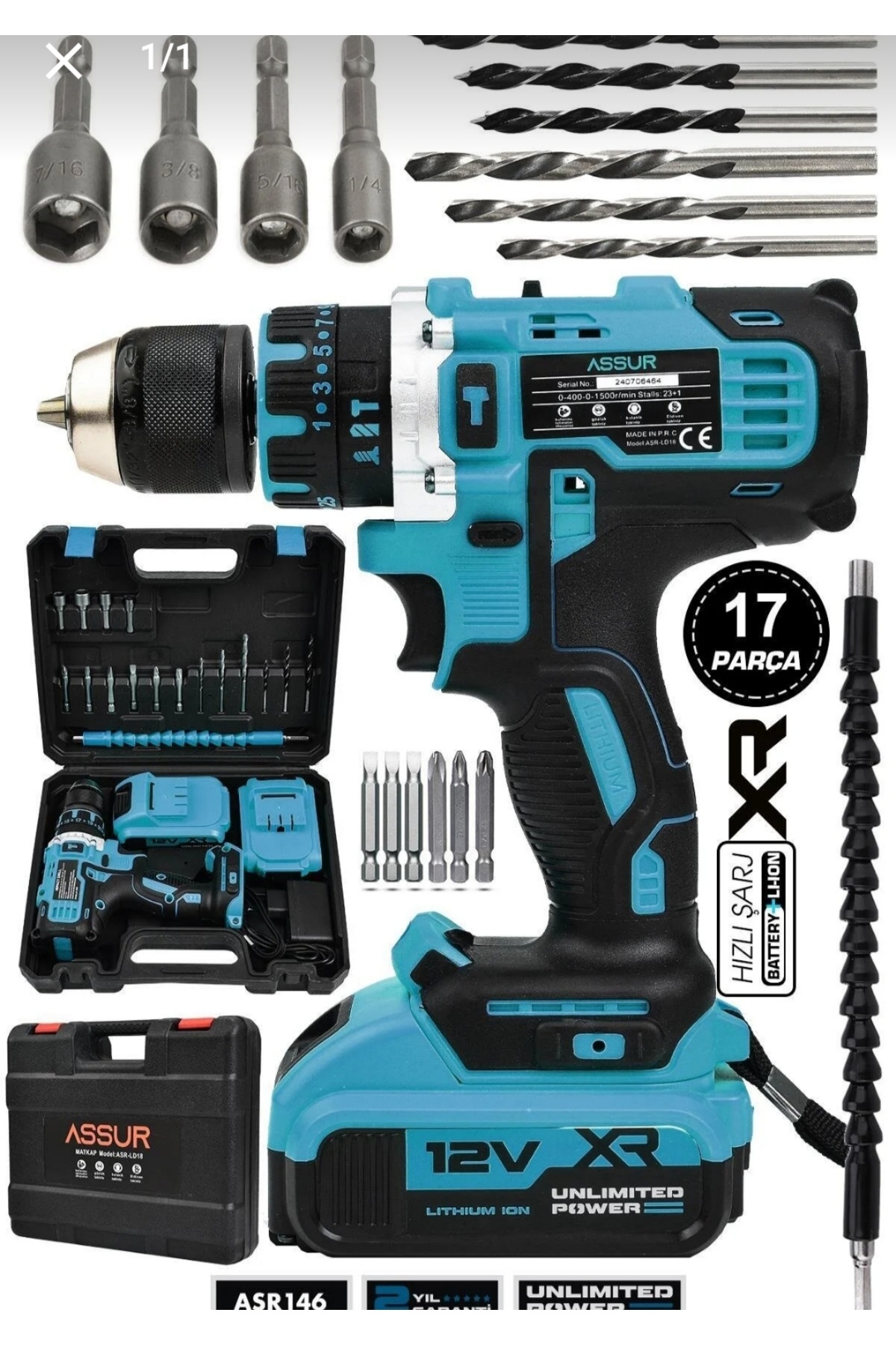 Asur Şarjlı Matkap Setli