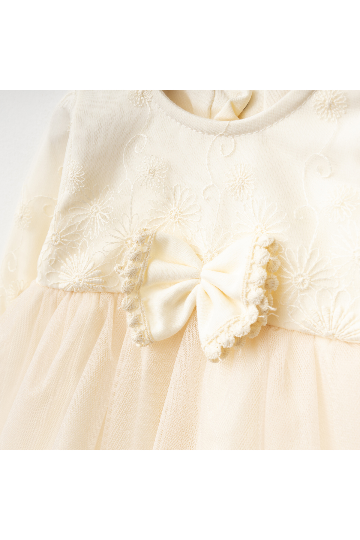 Miniday Baby Kız Bebek Mevlütlük Dantelli Tüllü Elbise Bandanalı fotoğrafı 6 (önizleme)