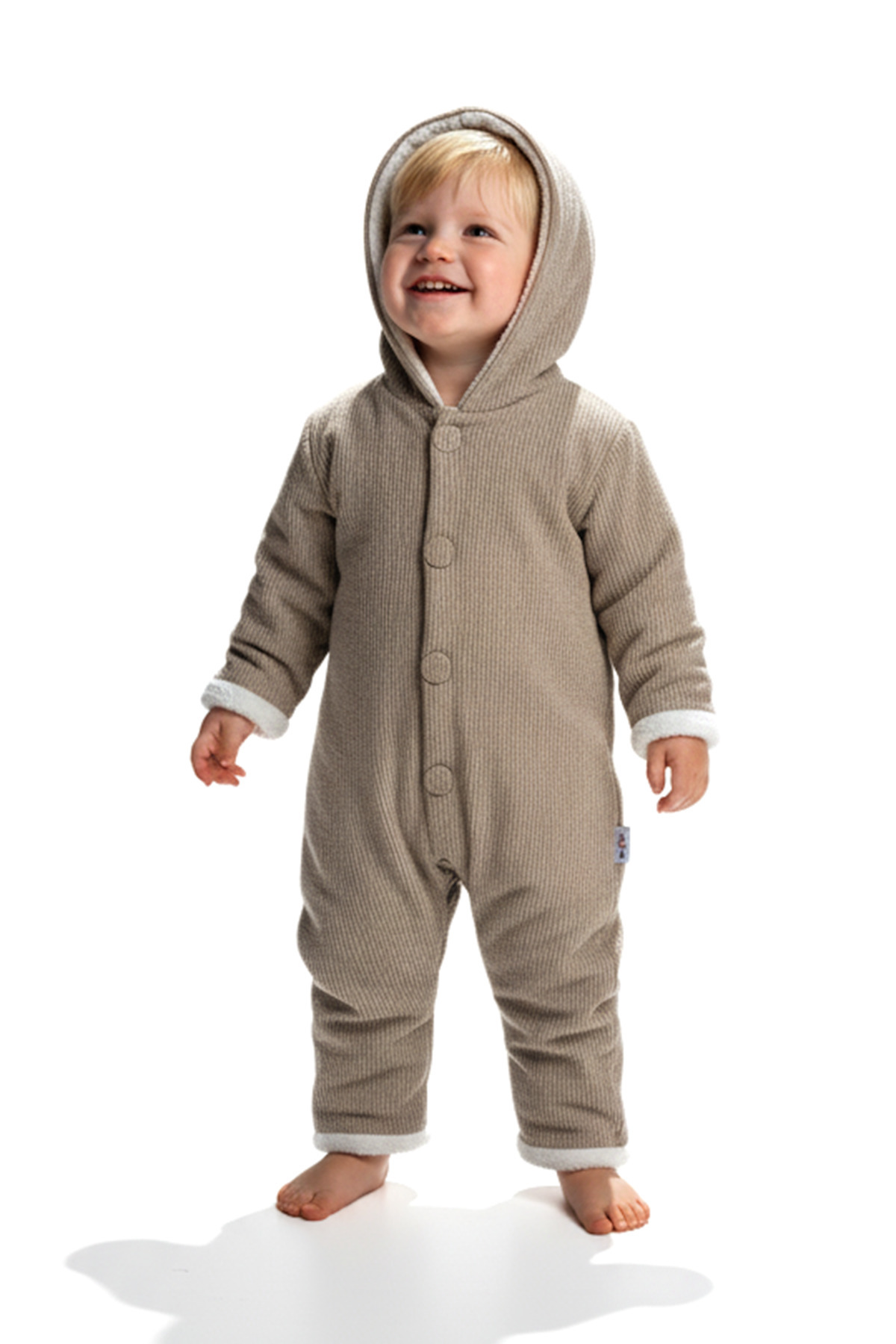 Baby Animals Kız Erkek Unisex Mevsimlik Çift Kat Kadife Ultrasoft Şapkalı Bebek Çocuk Uyku Tulumu Astronot Tulum fotoğrafı 3 (önizleme)