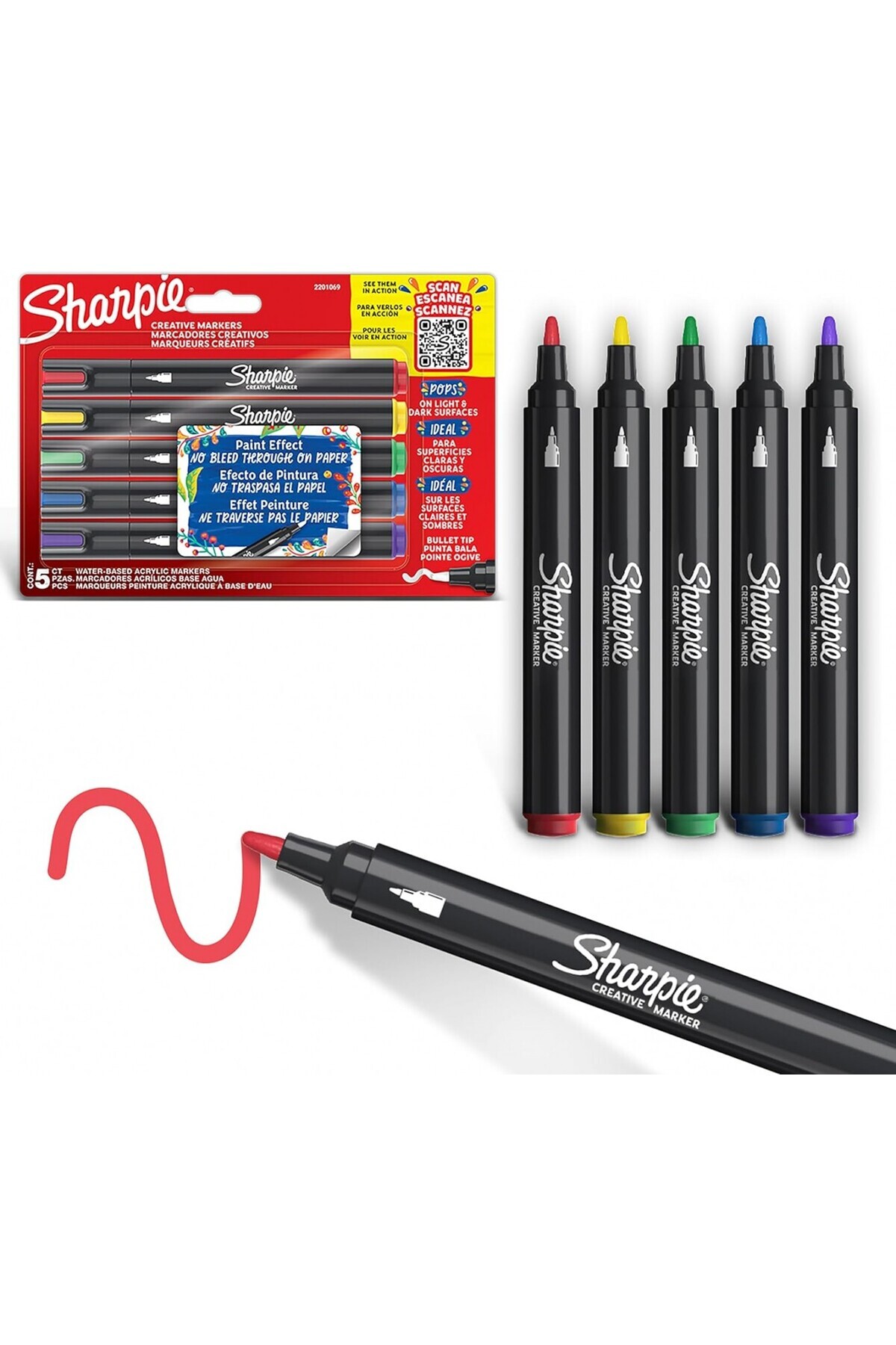 Sharpie Acrylic Paint Markers 5'li Yuvarlak Uç Akrilik Markör Kalem Seti / 2201069