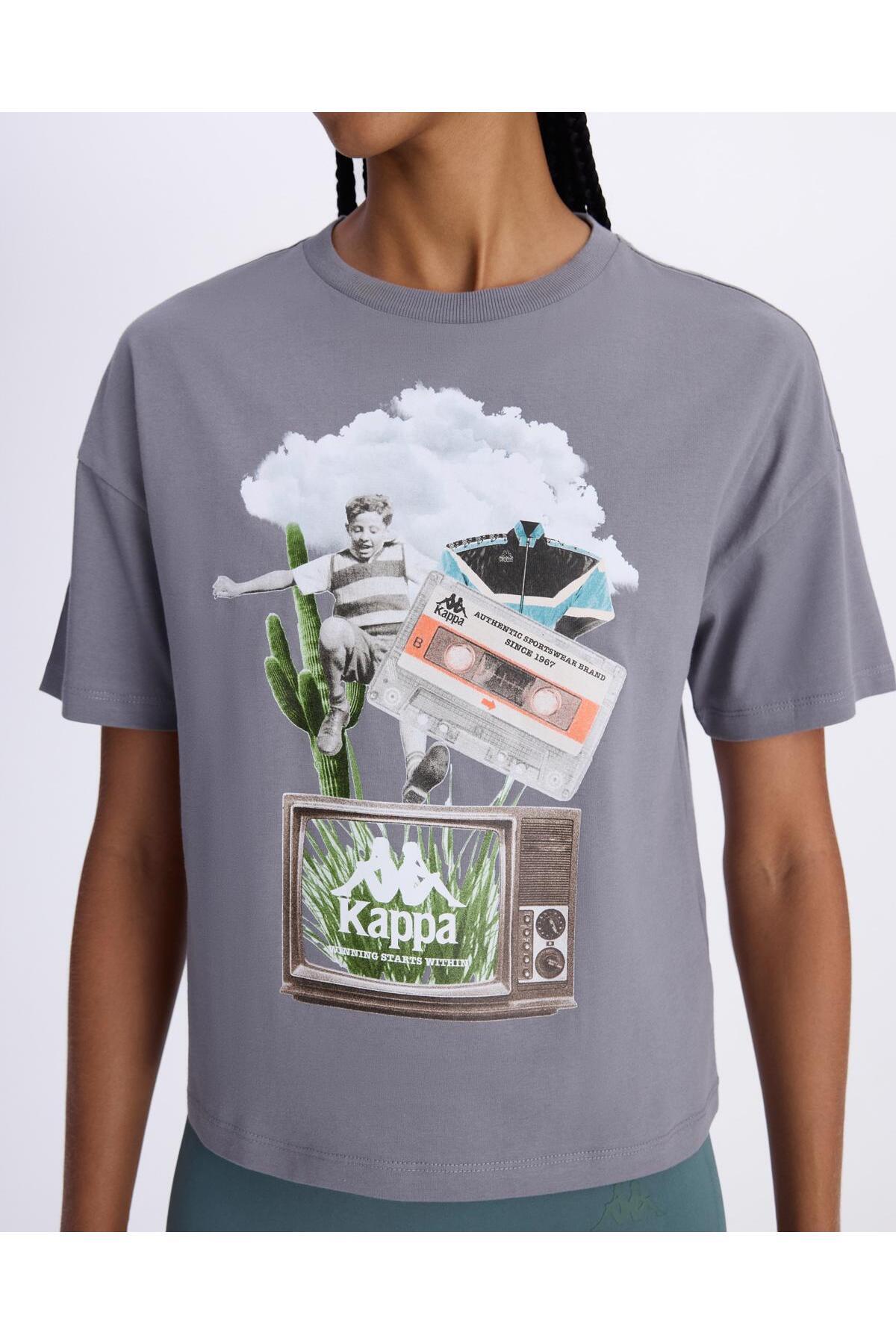 Kappa Authentic Alessi Kadın Antrasit Comfort Tişört görsel 3