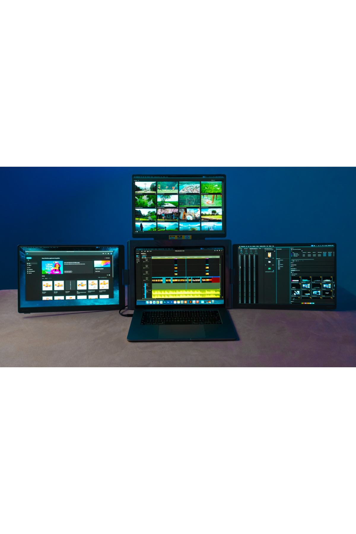Trimonitör 14” Üçlü Taşınabilir Monitör (Sabit Panel)