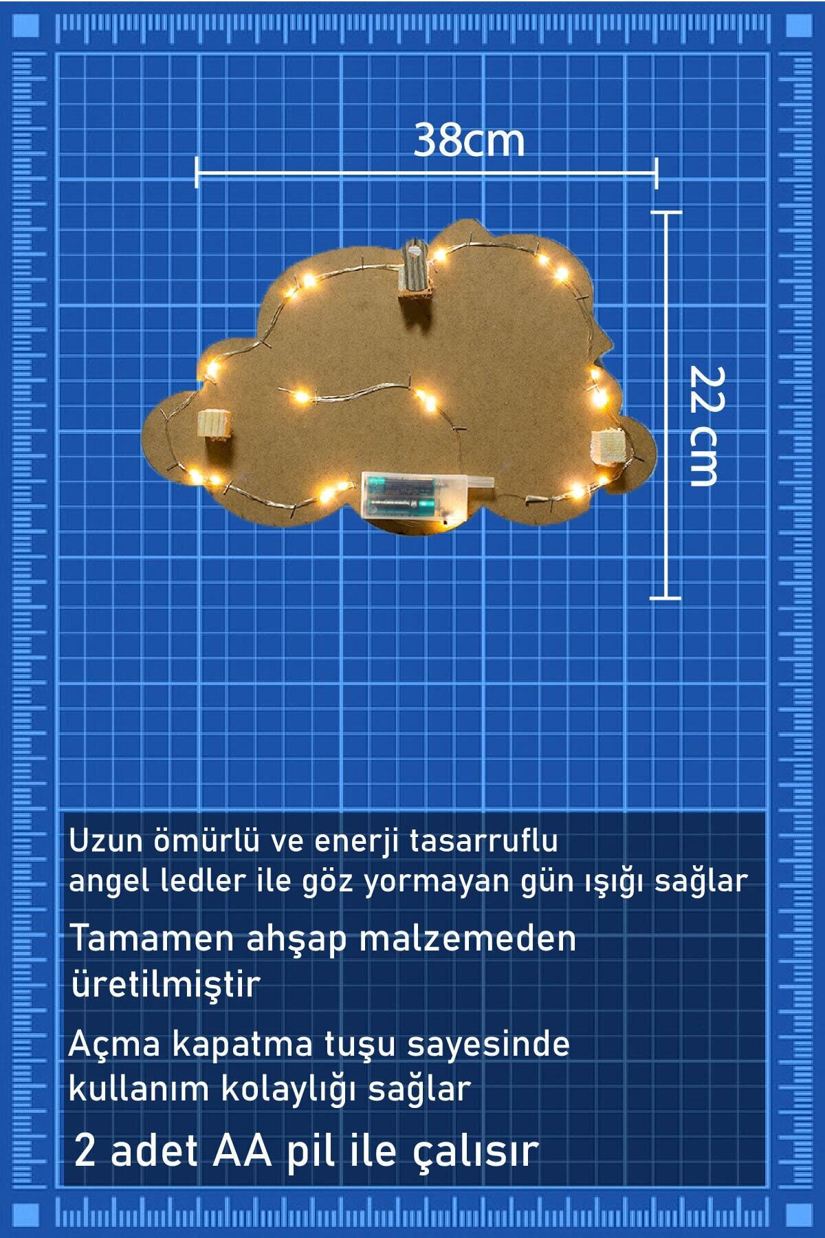 wood 14 dizayn Bulut Desenli Ve Isimli Led Ahşap Gece Lambası Çocuk Ve Bebek Odası Dekoru Tercihe Göre Renk Ve Isim fotoğrafı 3 (önizleme)
