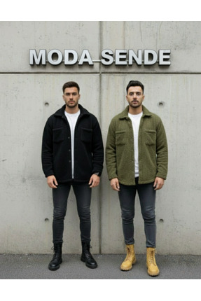 İnsane Minds erkek cep detaylı normal kalıp 2'li pelüş ceket