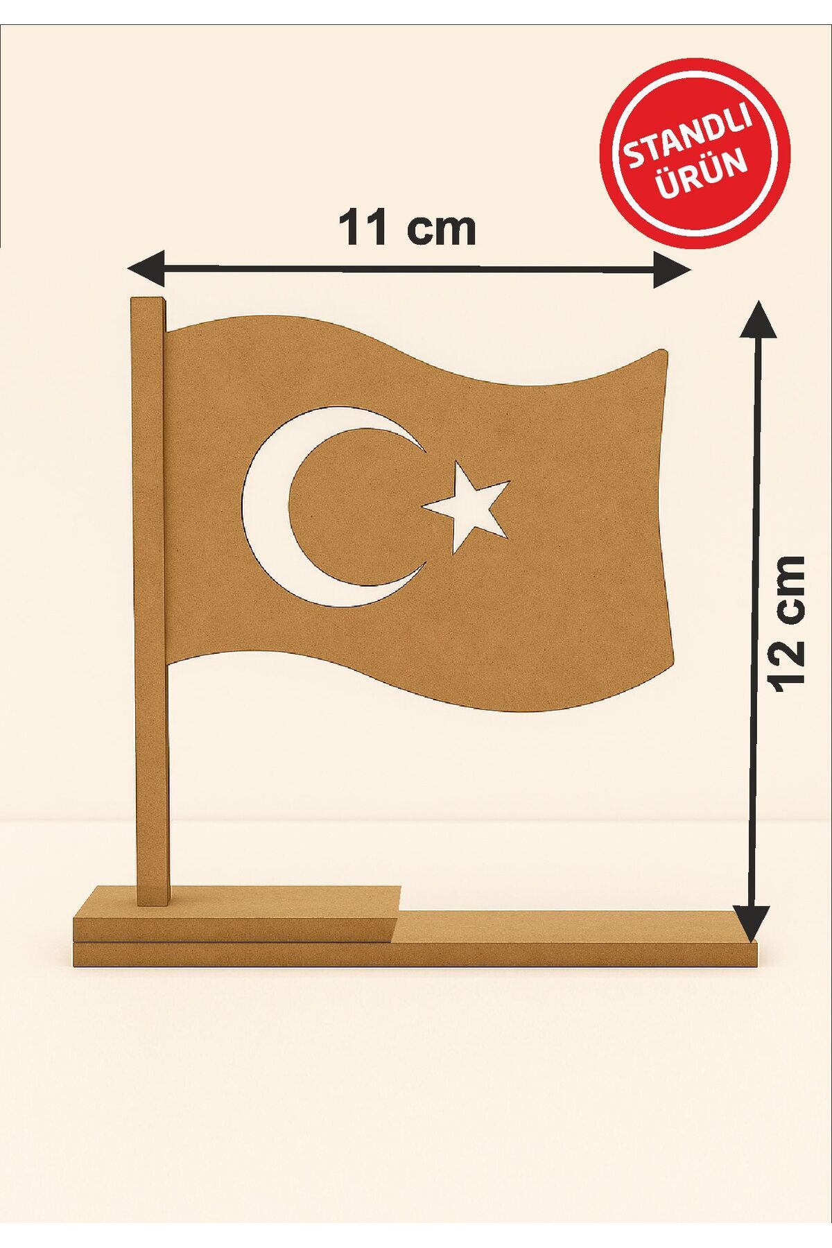 BİR LAZER Boyanabilir Türk Bayrağı Standlı Ahşap Oyuncak Etkinlik Aktivite 1 Ad