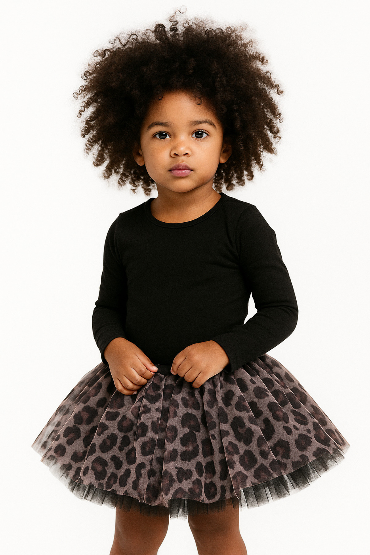 LEOPARD PRINT COTTON COMBED LINED GIRLS TUTU SKIRT
