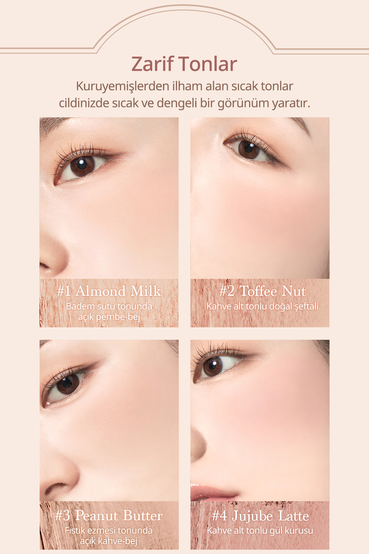 Karıştırılabilir Renk Tonlarına Sahip 4’lü Allık Paleti Blending Mood Cheek (#10 Muted Nuts) — قهوه‌ای 111649 — تصویر 3 از 9