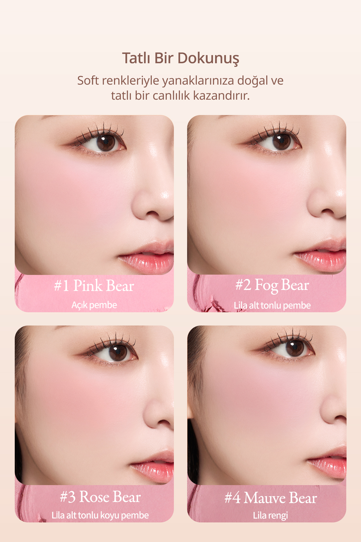 Karıştırılabilir Renk Tonlarına Sahip 4lü Jel Allık Blending Mood Cheek (#17 Mauve Bear) — رنگارنگ 111649 — تصویر 3 از 9
