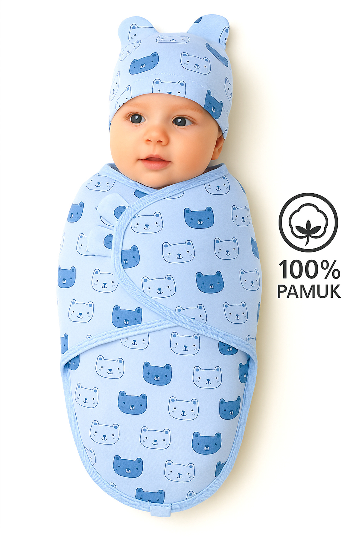 Sitilin 0-4 Ay Bebek İçin %100 Pamuk Kundak, Cırt Cırtlı, Yumuşak Penye Kumaş, Nefes Alan Kumas STL7103