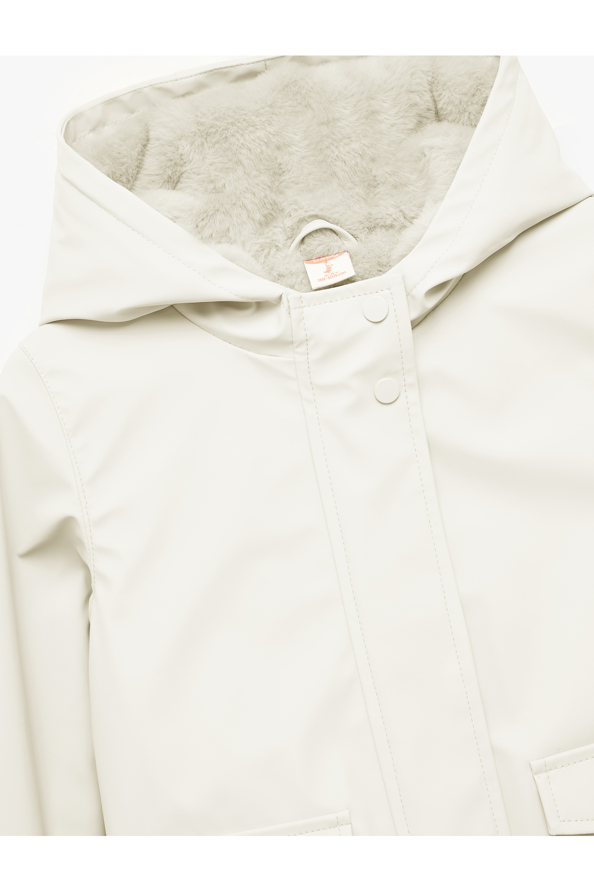 Koton Peluş Detaylı Kapaklı Cepli Uzun Kollu Kapşonlu Kaban fotoğrafı 3 (önizleme)